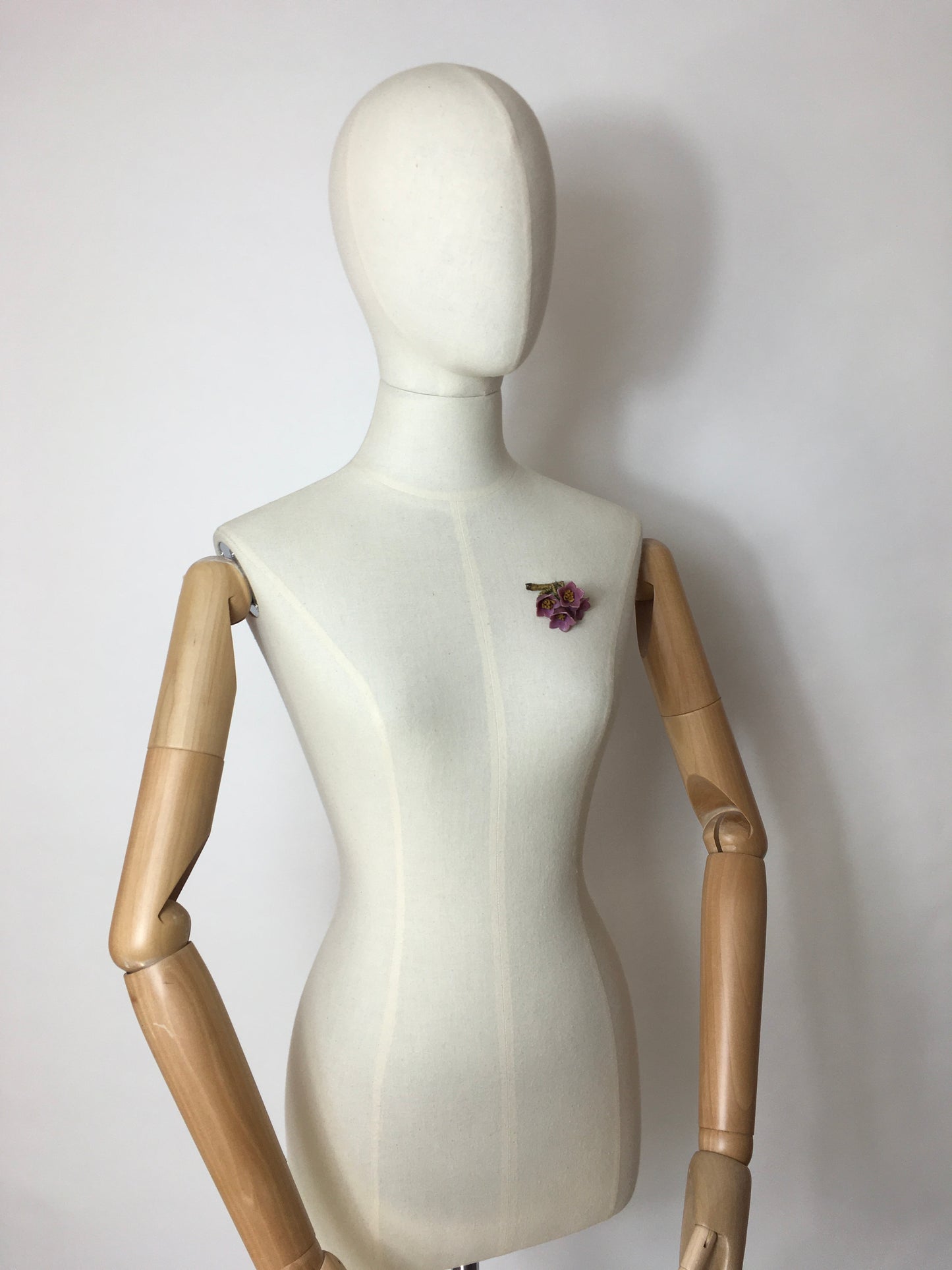 Original 1940’s Make Do and Mend Brooch - Celluloid Floral Bells in Lavender