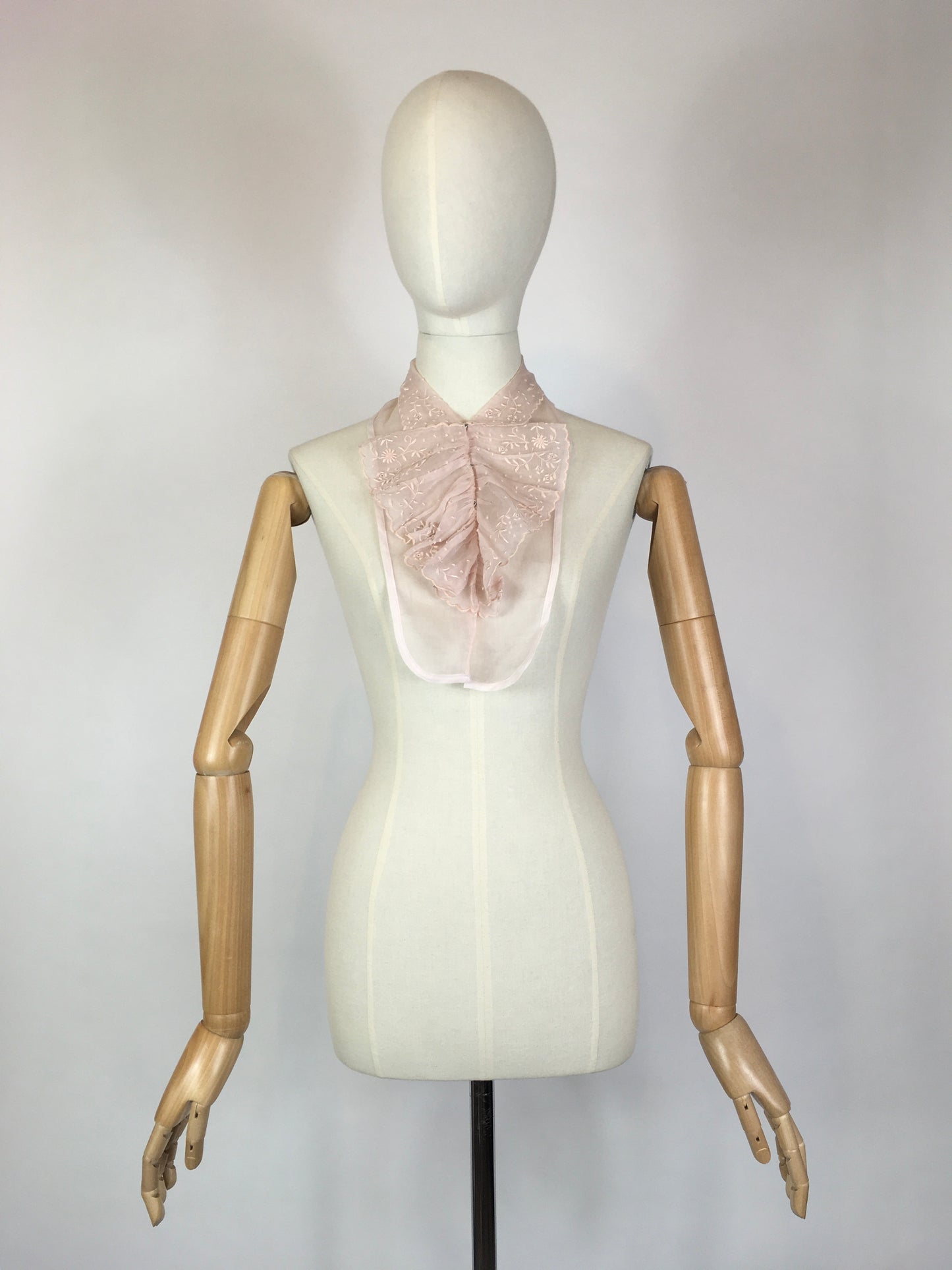 Original 1930’s Broderie Anglaise Dickie - By Saks Fifth Avenue in A Powdered Pink