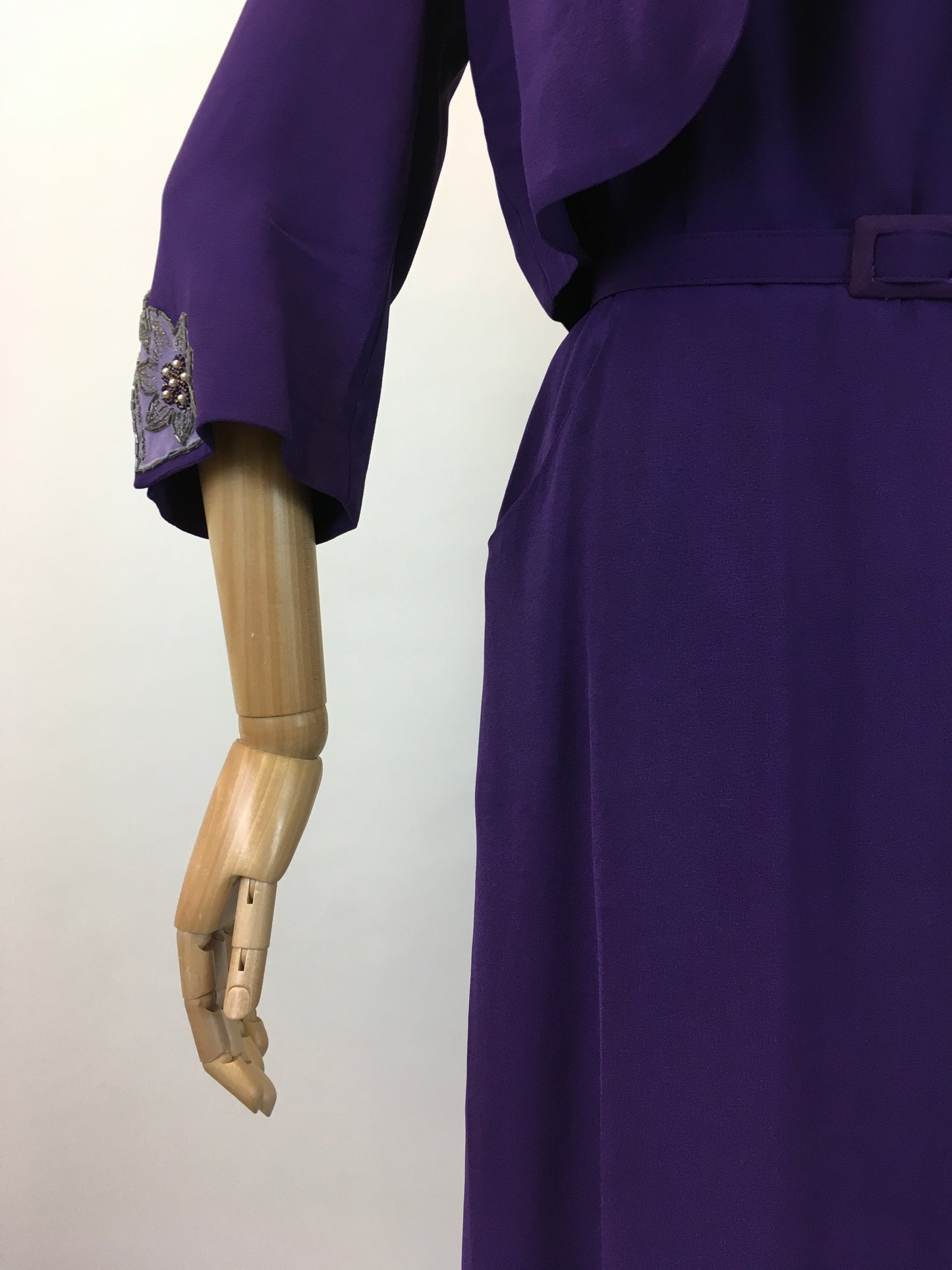 Original 1940's Amazing 3pc Set In Cadbury Purple - With Sensational Beadwork Detailing