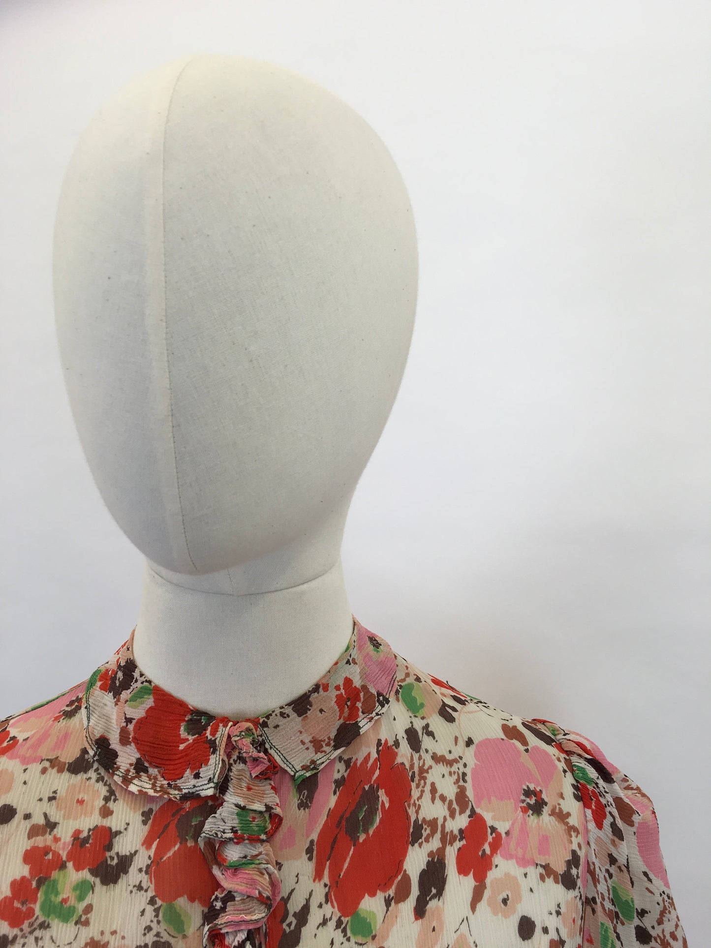 Original 1930s Floral Chiffon Blouse - Exquisite Colour Pallet Of An English Floral Meadow