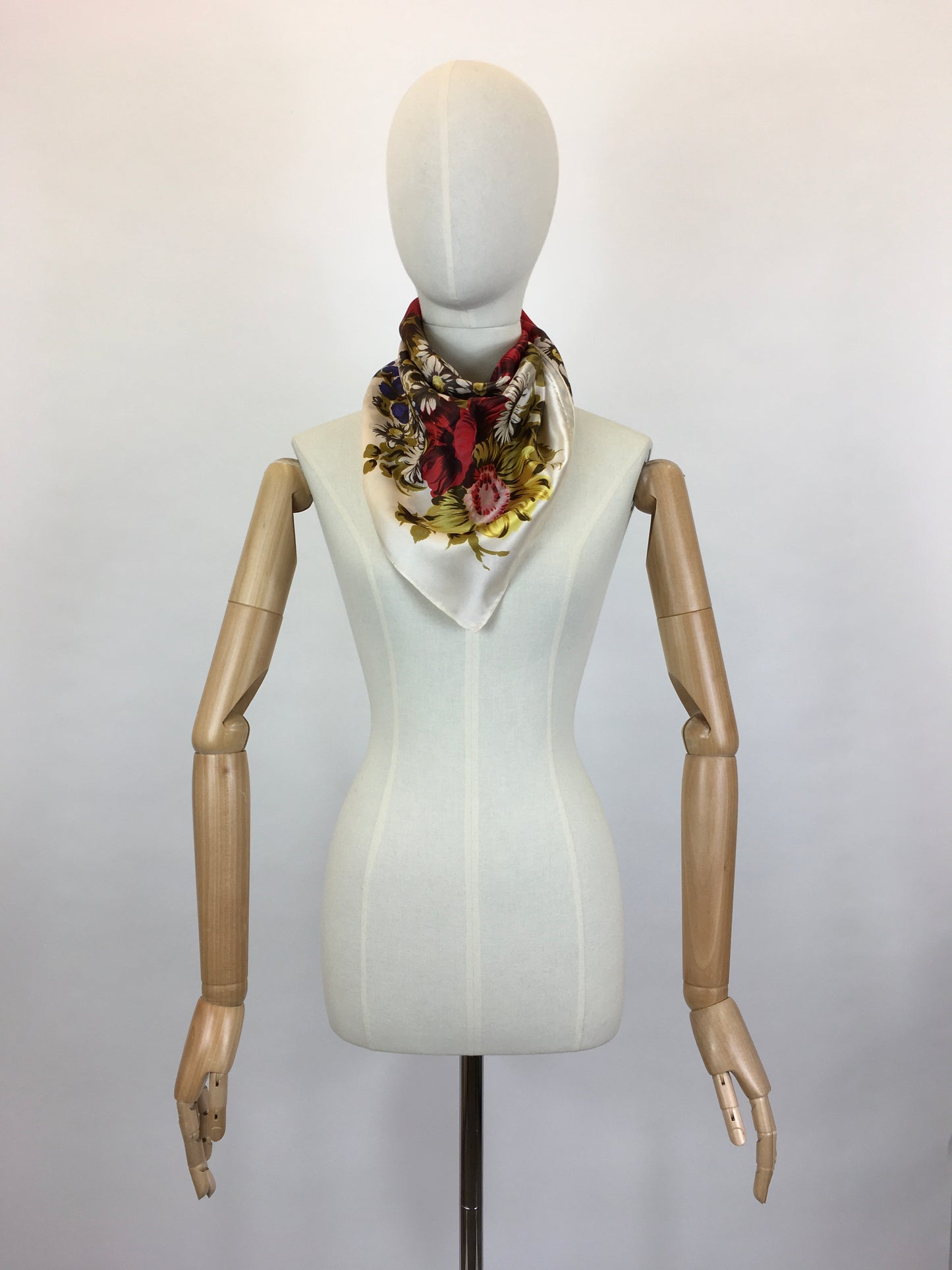 Original 1950’s Silk Floral Scarf - In A Summertime Bright Colour Palette
