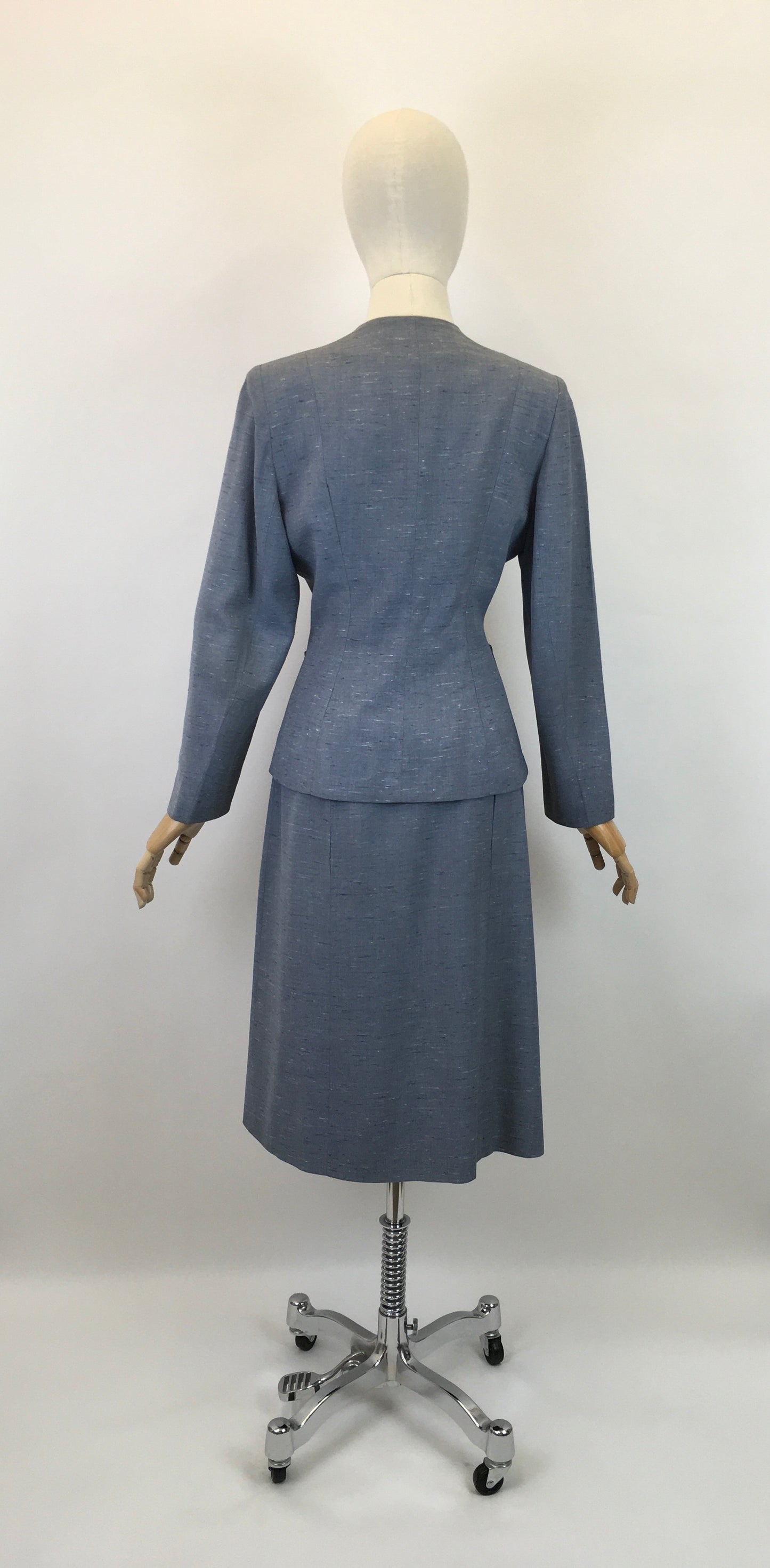 Original Late 1940’s early 1950’s Atomic Fleck 2pc Suit - In a Lovely Powdered Blue
