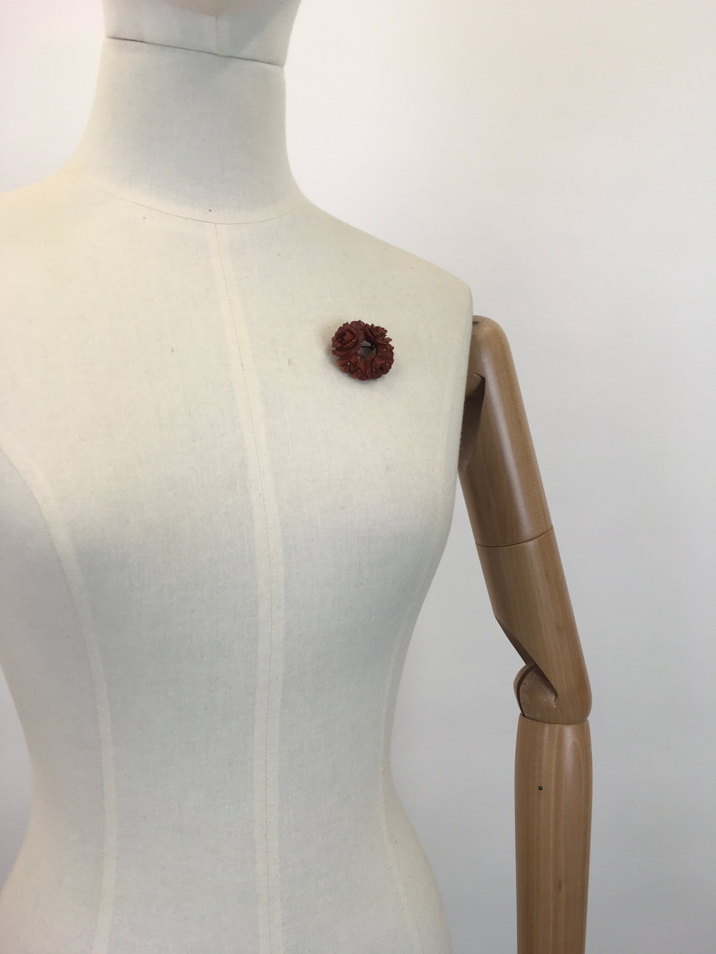 Original 1930's Darling Celluloid Floral Brooch - In A Warming Brown