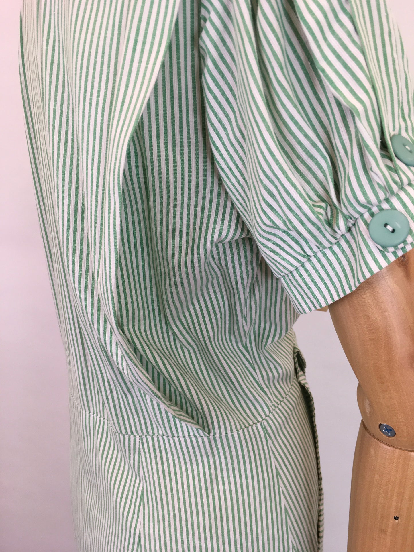 Original 1940’s Green & White Striped Dress - ‘ Joyce the Bright’ Patented Label