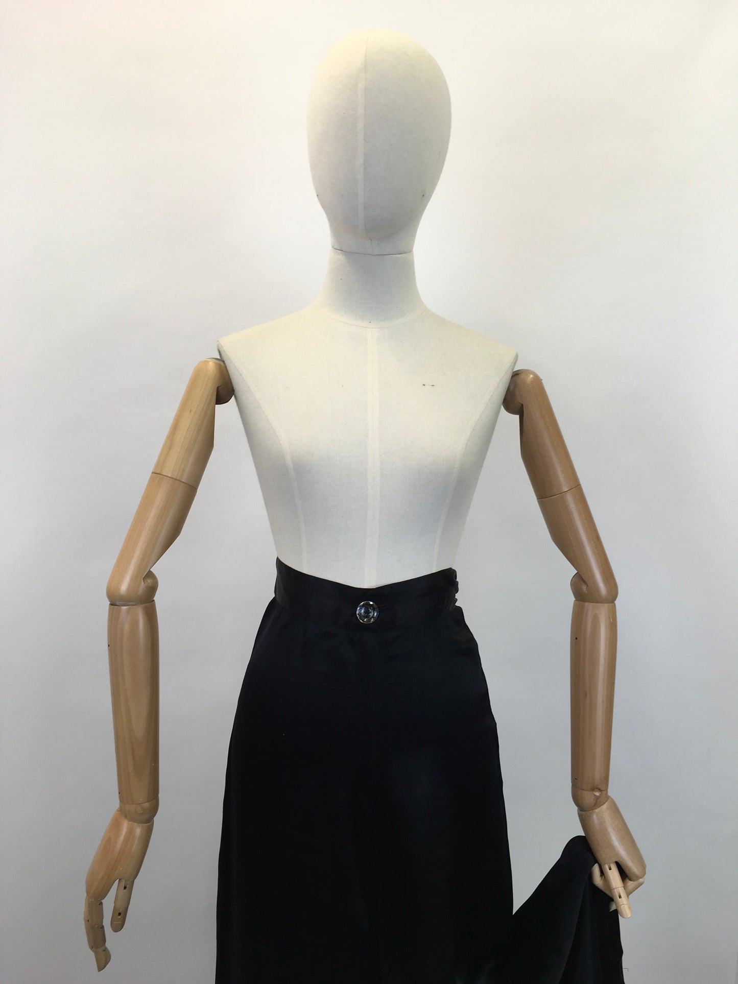 Original Sensational 1930's Palazzo Pants - In An Inky Black Rayon Silk