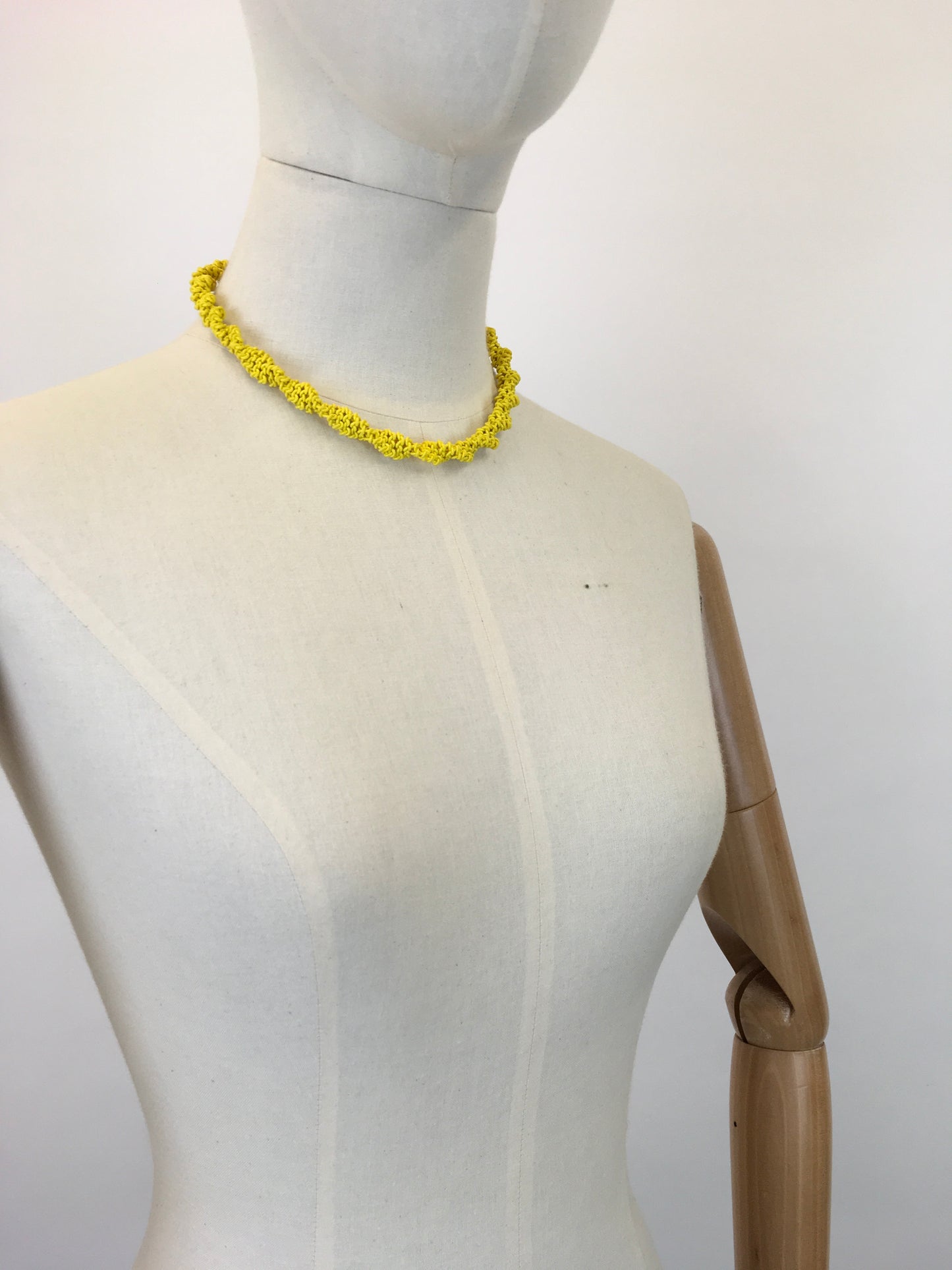 Original 1940’s Scoobie Necklace From Telephone Cord - In Sunshine Yellow