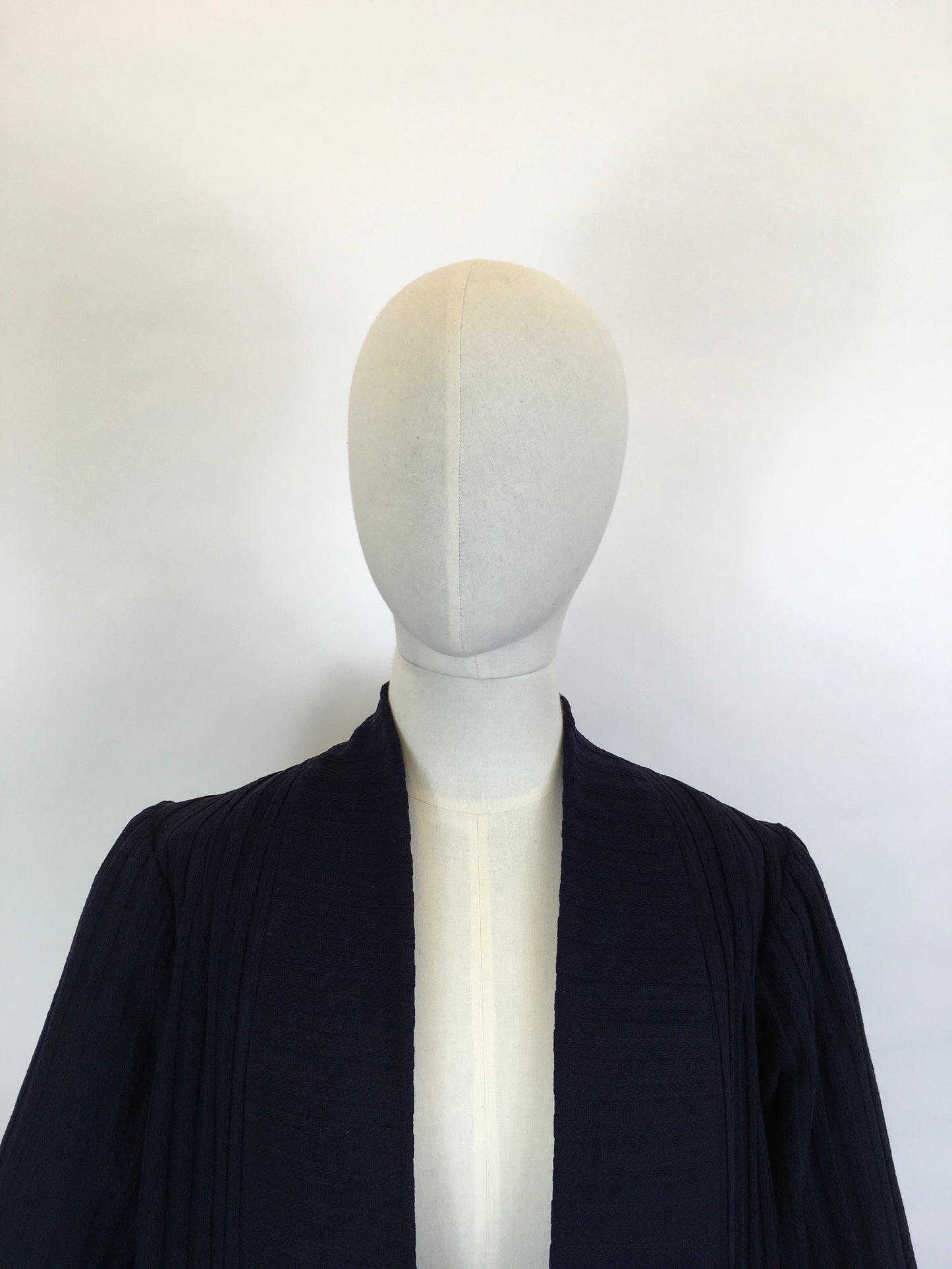 Original Mid to Late 1930’s Navy Edge to Edge Coat - In A Beautiful Woollen Textured Crepe