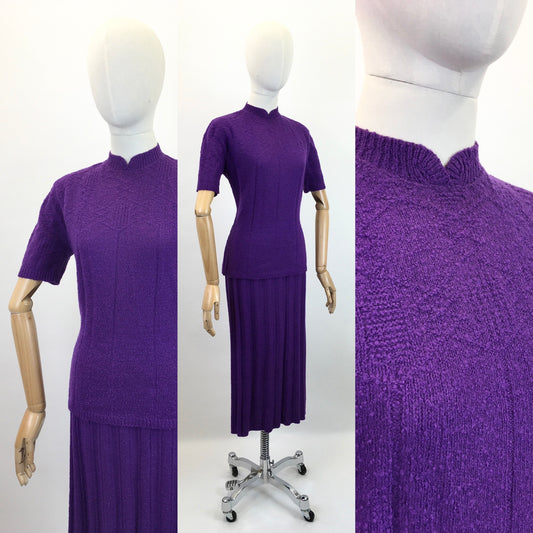 Original 1940's Sensational 2pc Knit Set by ' Bermuda'  - In Striking Cadbury Purple