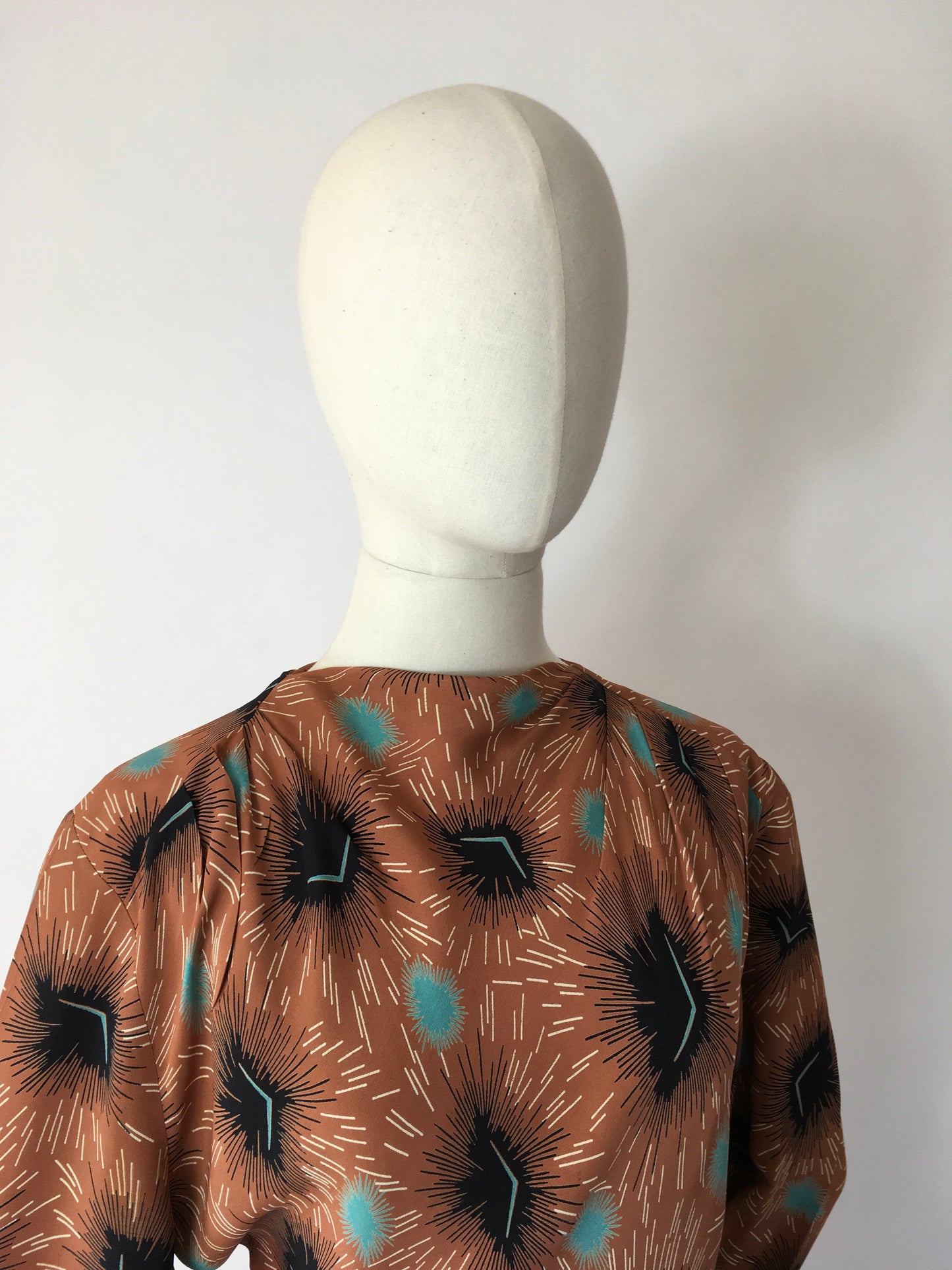 Original 1940’s Stunning Rayon Dress - Featuring a classic Silhouette and Beautiful Colour Pallet