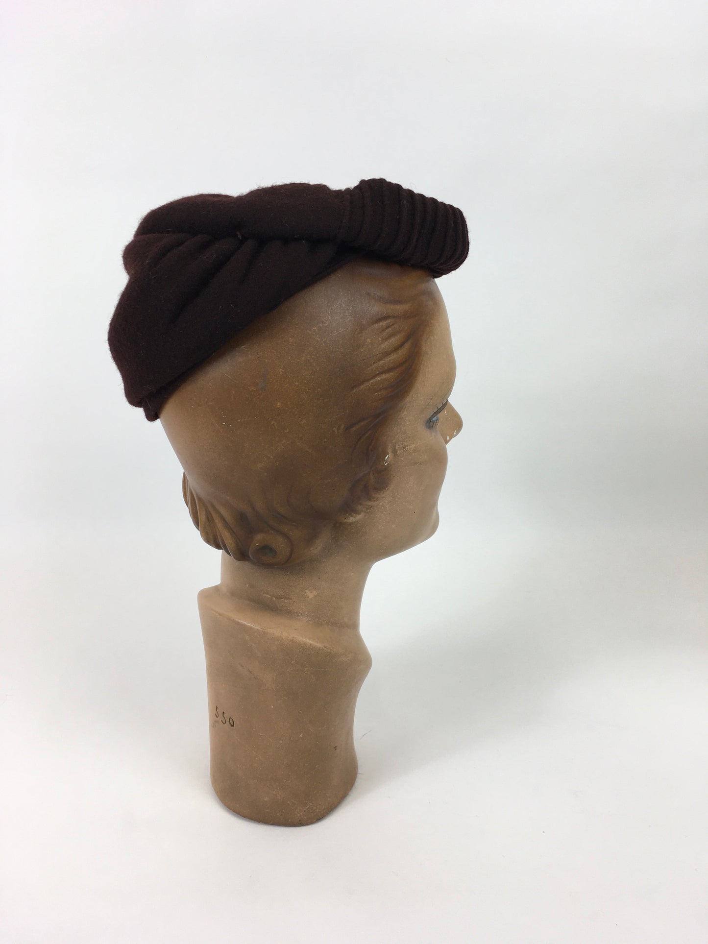 Original 1940’s Brown Felt Topper Hat - With Back Band and Bow Detailing