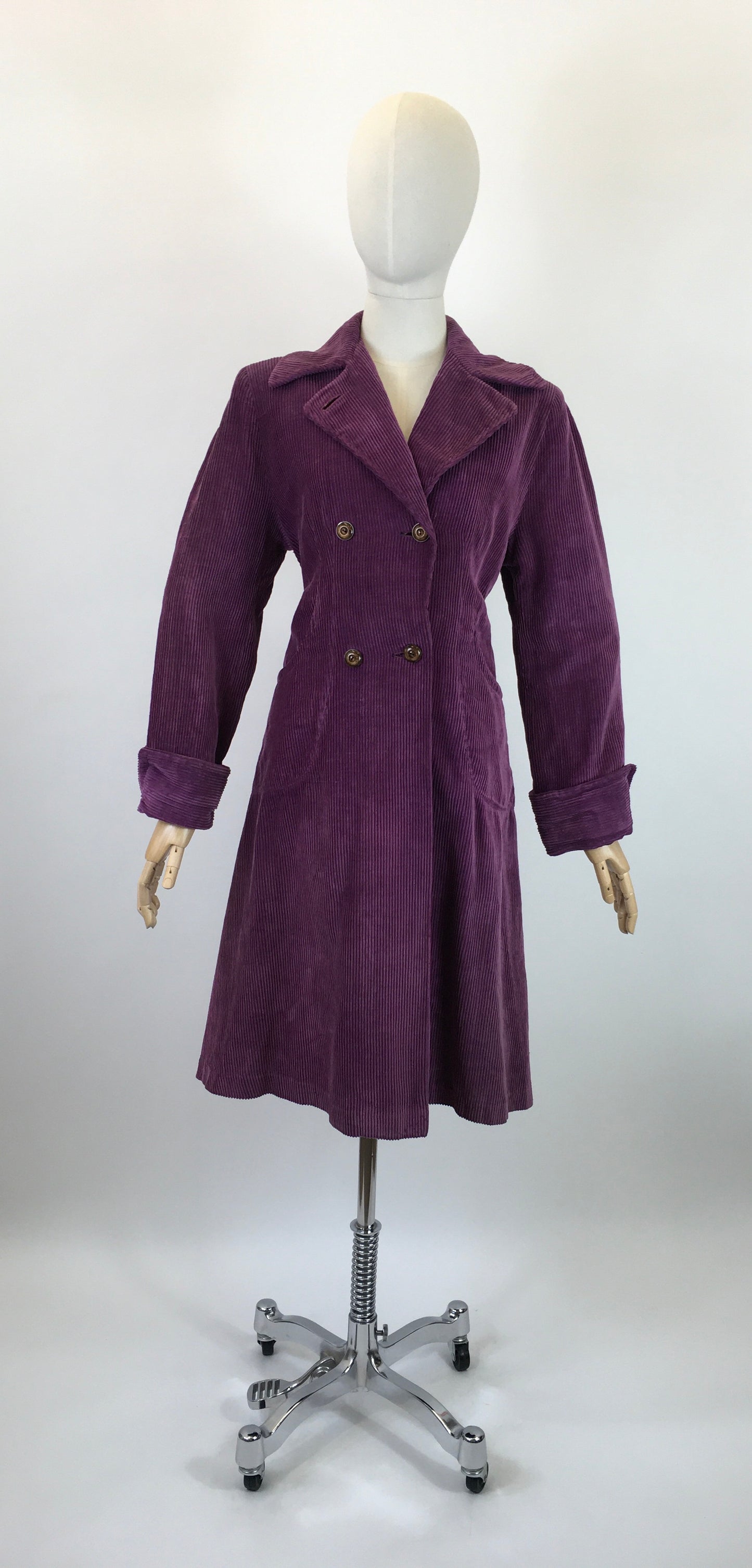 Original Stunning 1940’s Fine Needlecord Coat - In A Divine Rich Purple Colour