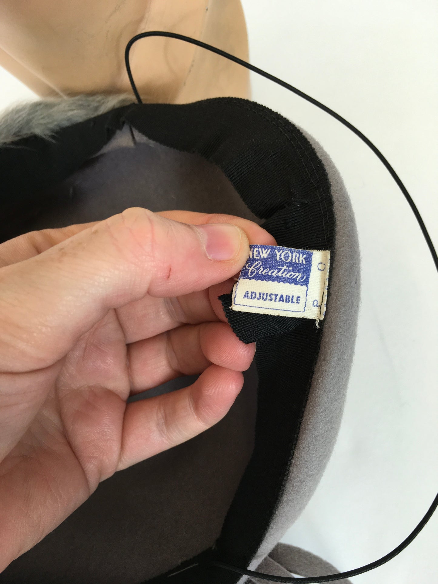 Original 1940s Beautiful Tilt Hat - In A Soft Icy Grey With Grey Astrakhan Trim