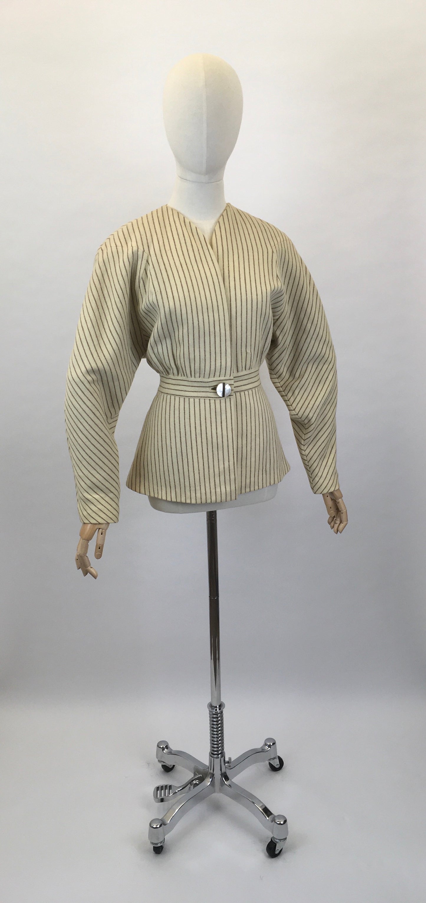 Original 1940’s Cream and Brown Striped Jacket - A ‘ Original Richi’s Hollywood ‘ Label