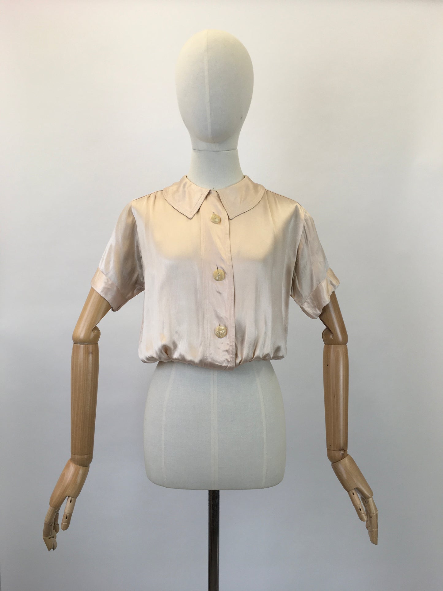Original 1930's Darling Silk Rayon Blouse - In A Pale Pink
