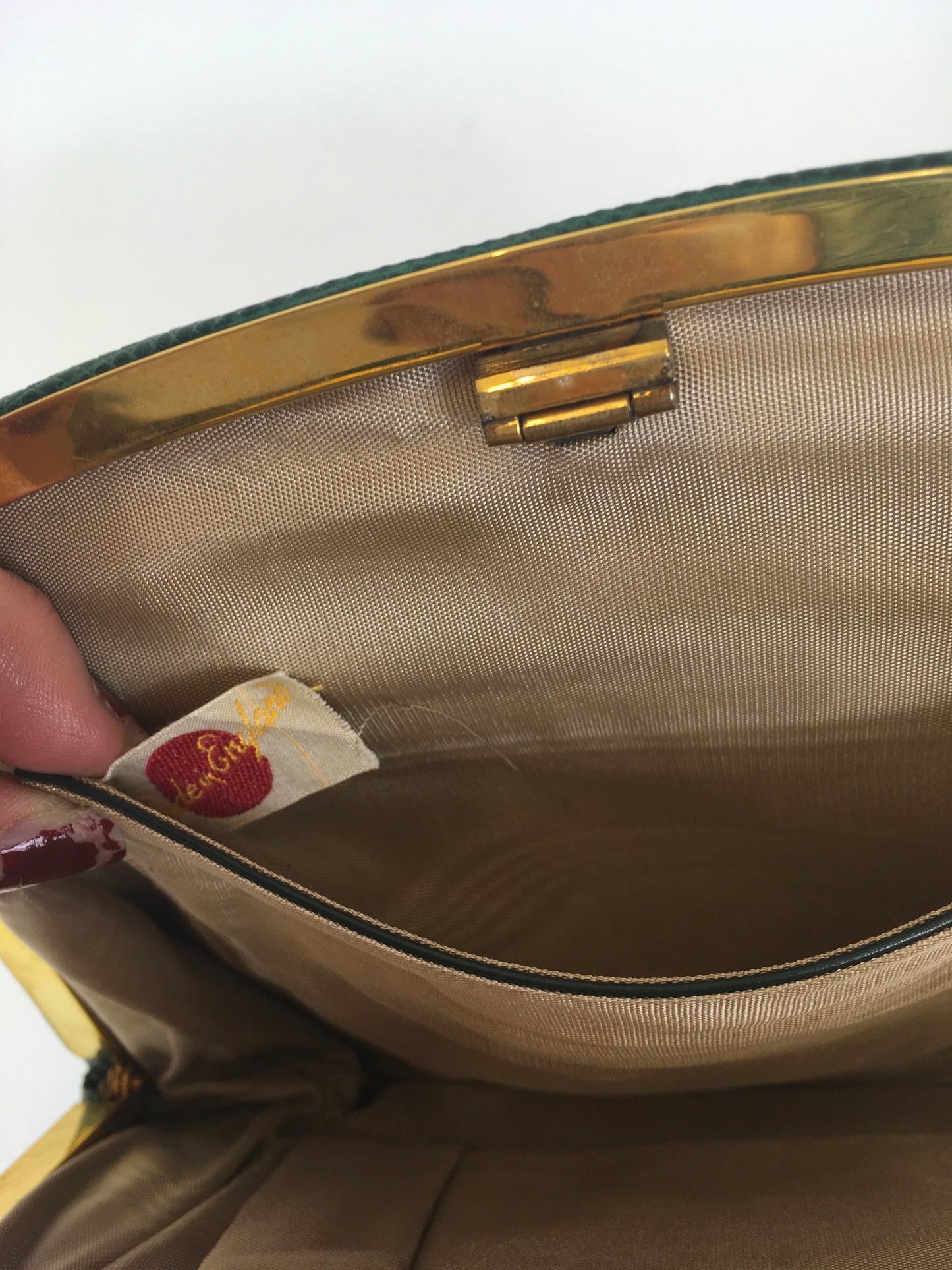 Original 1930’s Green Skin Handbag - In A Fabulous Art Deco Shape