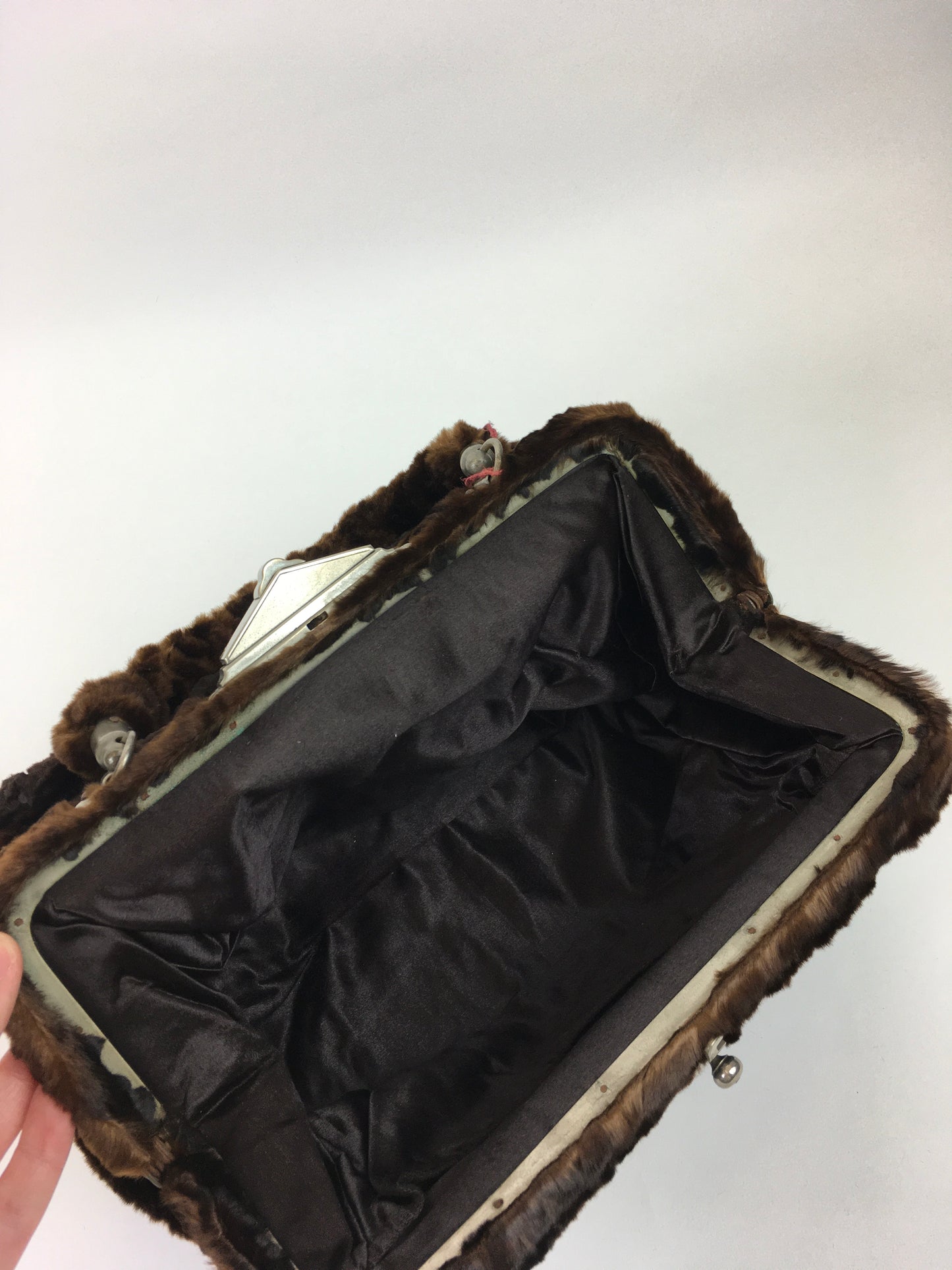 Original late 1920’s early 1930’s Moleskin Handbag and Muff - With A Fabulous Lock and Original Key