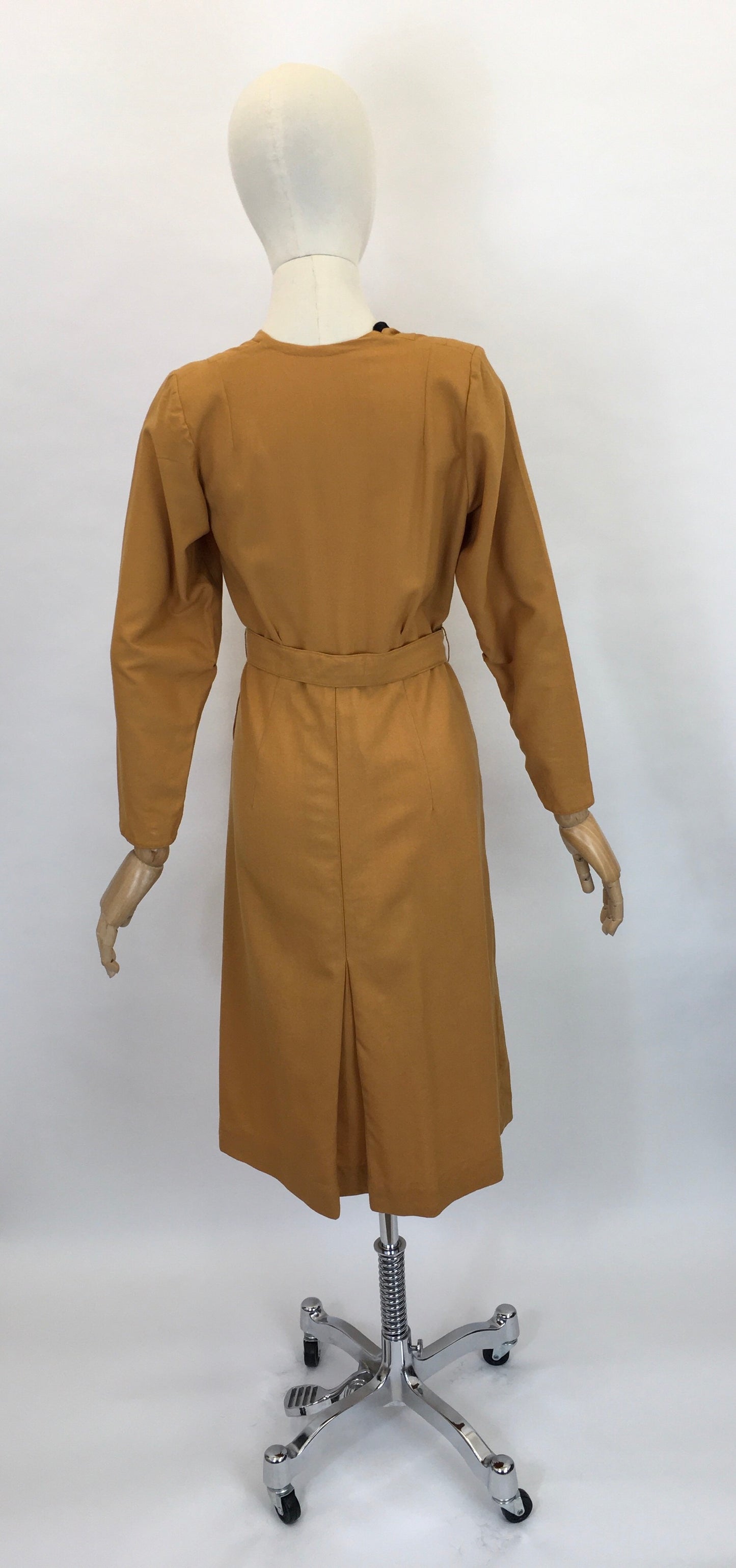 Original Late 1940’s Stunning Dress With Asymmetric Detailing - In A Perfect Shade Of Pumpkin Spice
