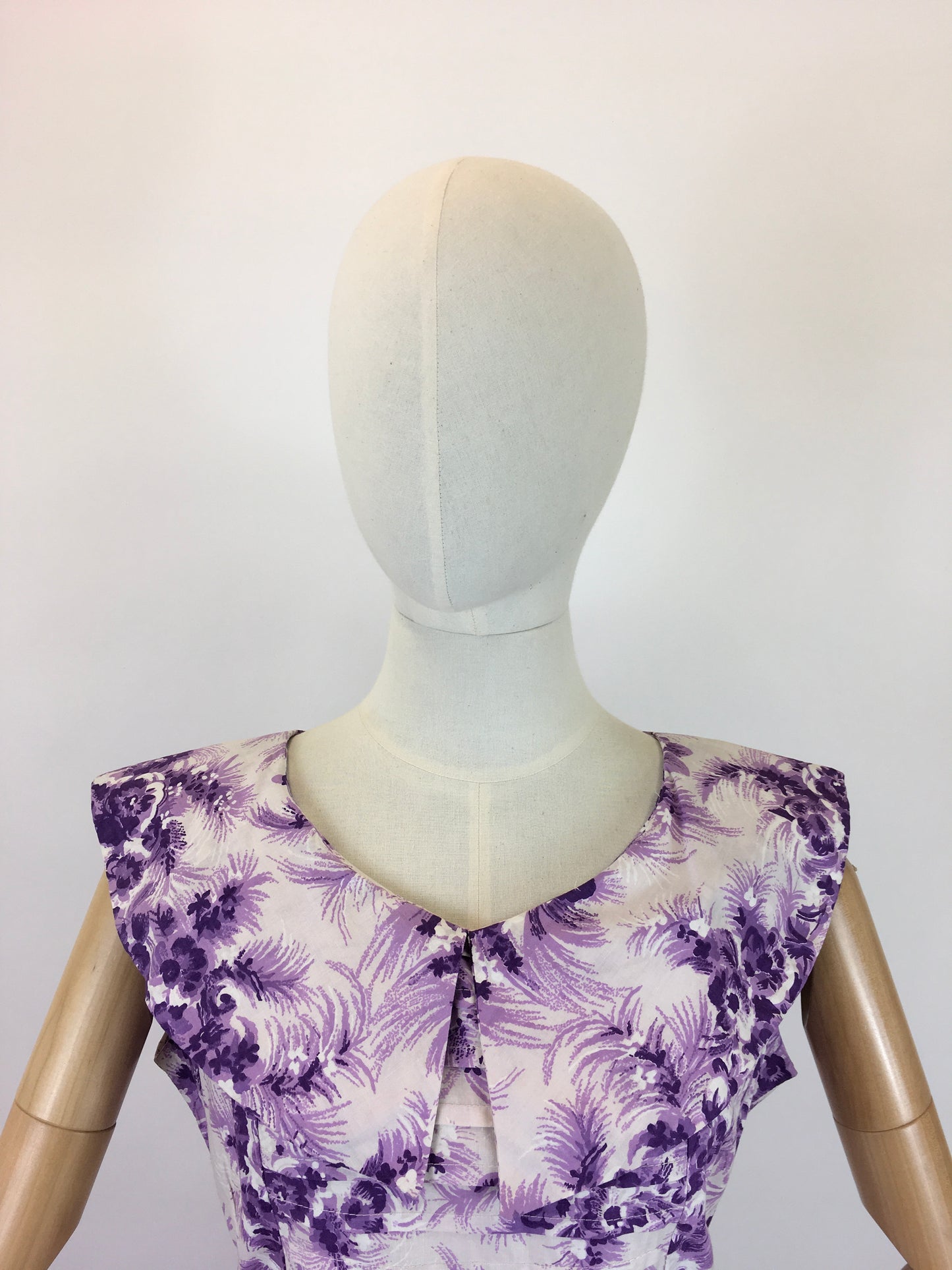 Original 1950’s Cotton Day Dress - In A Darling Rich Purple and Soft Lilac Floral