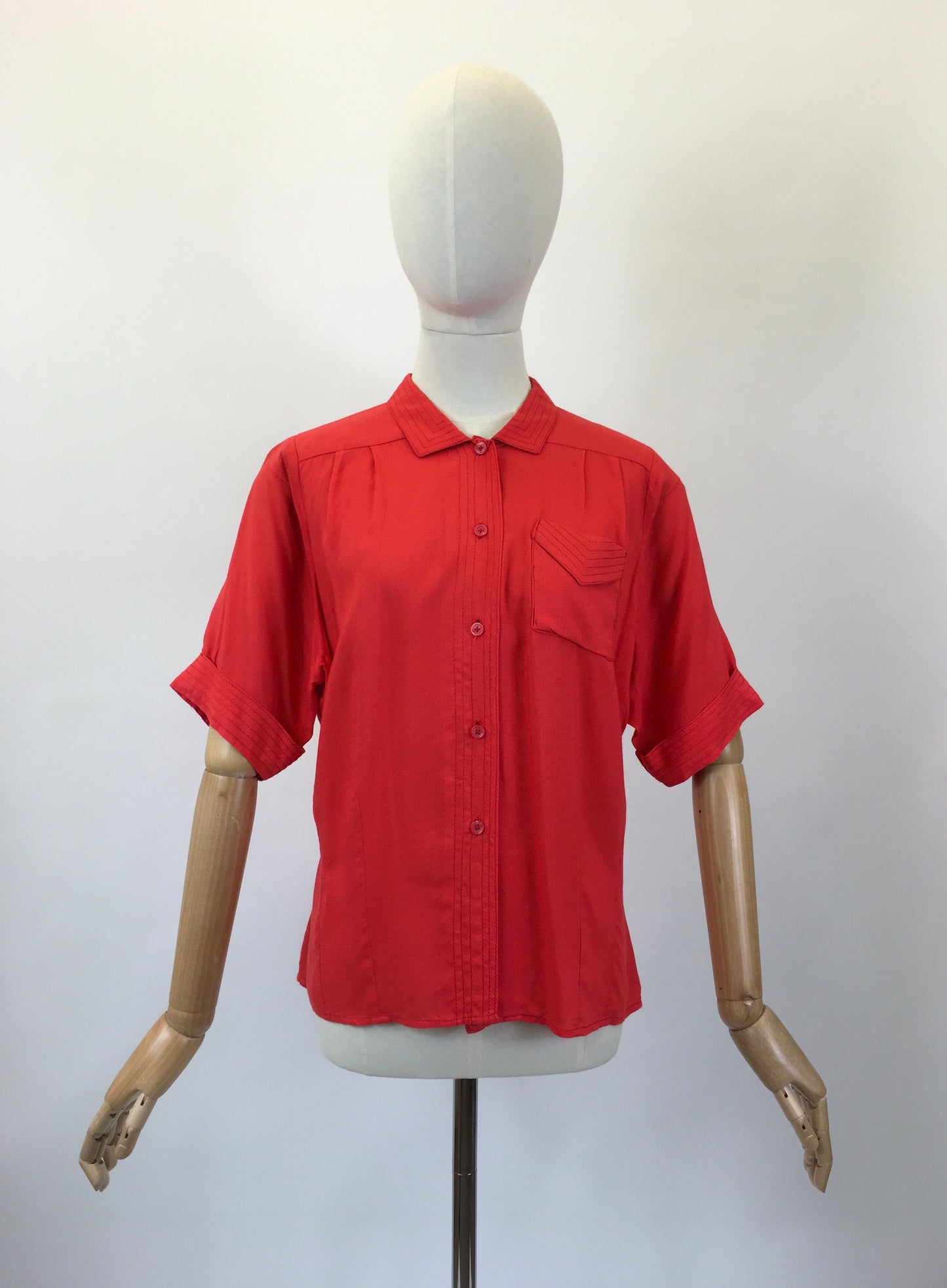 Original 1940's Fabulous Cotton Blouse - In A Lipstick Bright Red