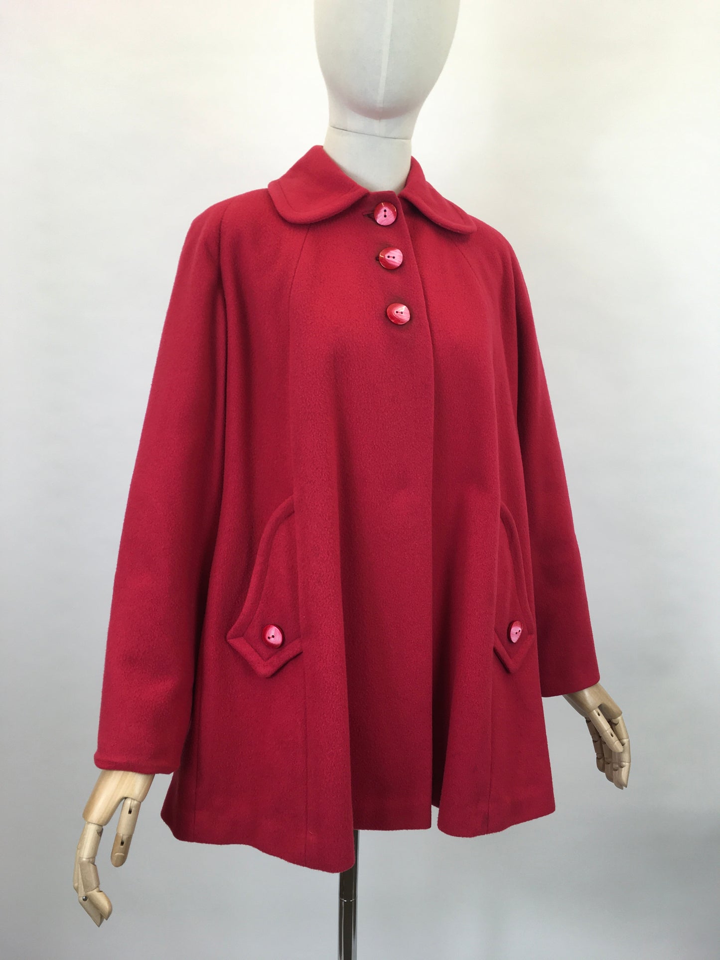 Original Late 1940’s Raspberry Red Swing Jacket - With Stunning Detailing
