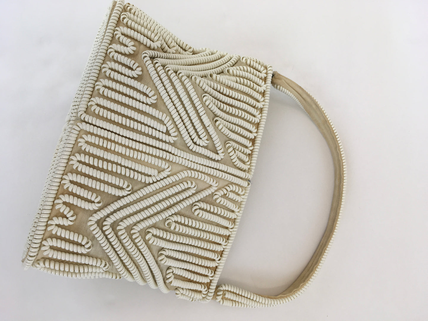 Original 1940’s Telephone Cord Handbag - In White