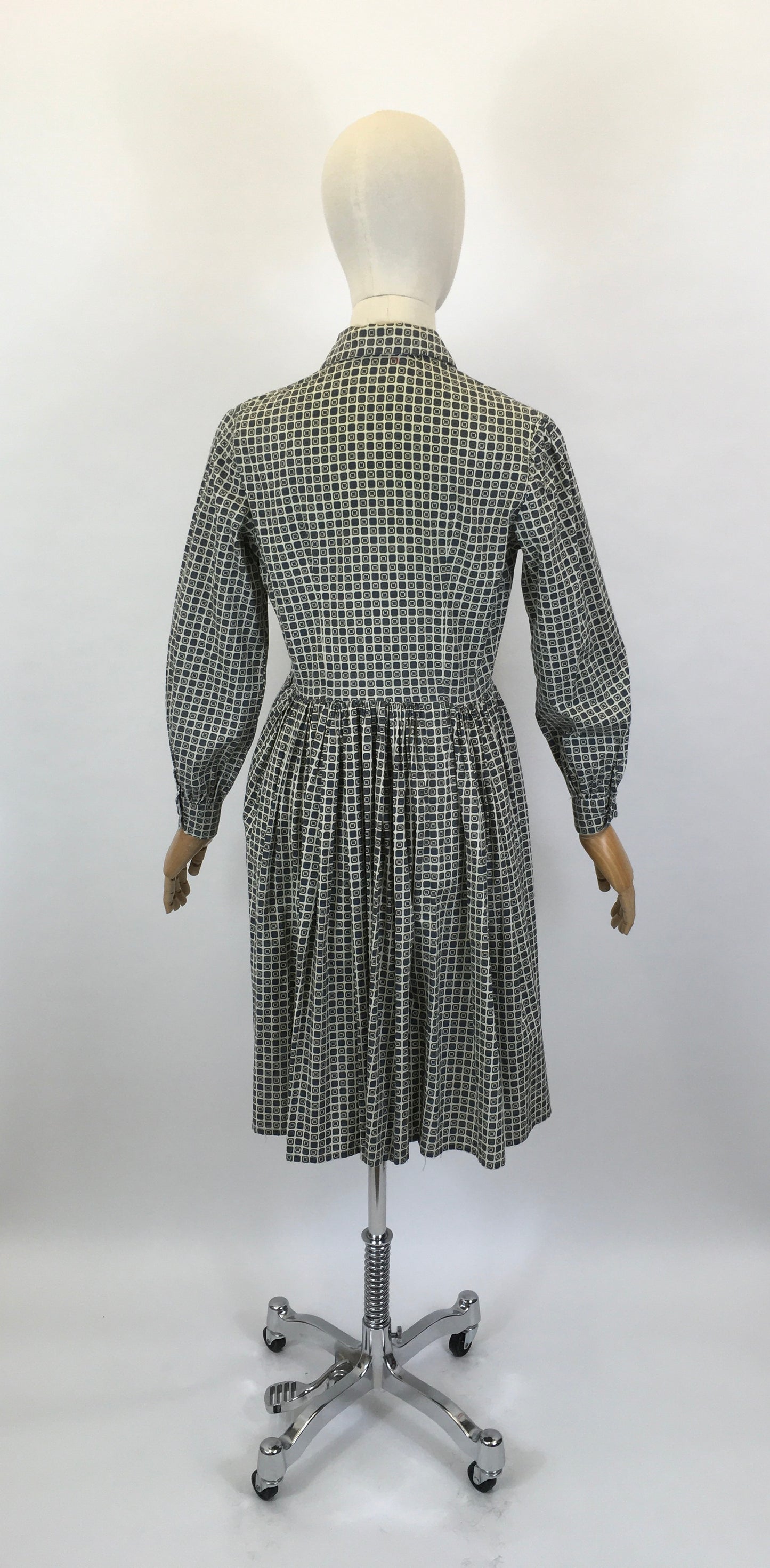 Original 1950’s Fabulous ShirtWaister Dress - In A Geometric Print Cotton