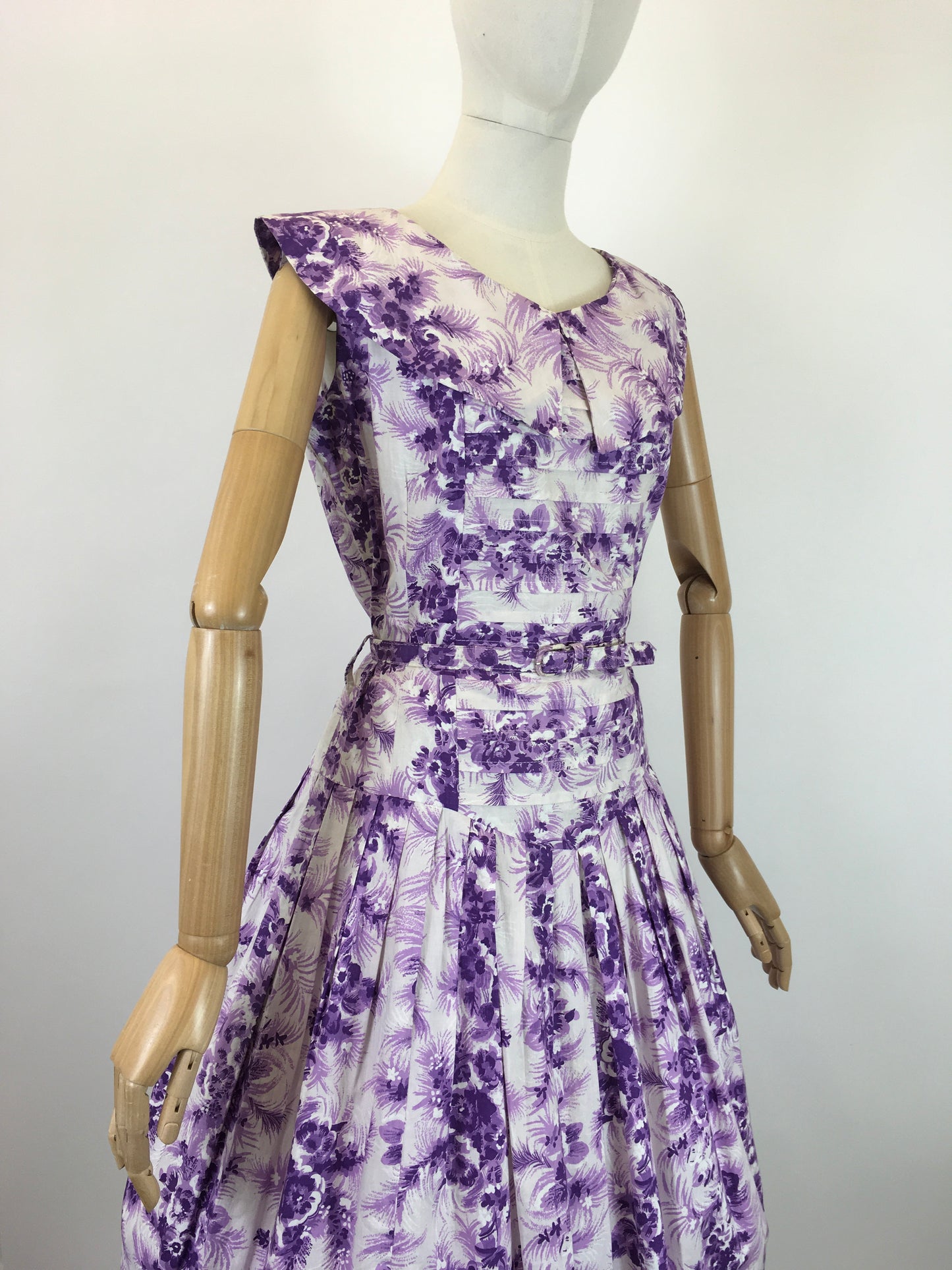 Original 1950’s Cotton Day Dress - In A Darling Rich Purple and Soft Lilac Floral