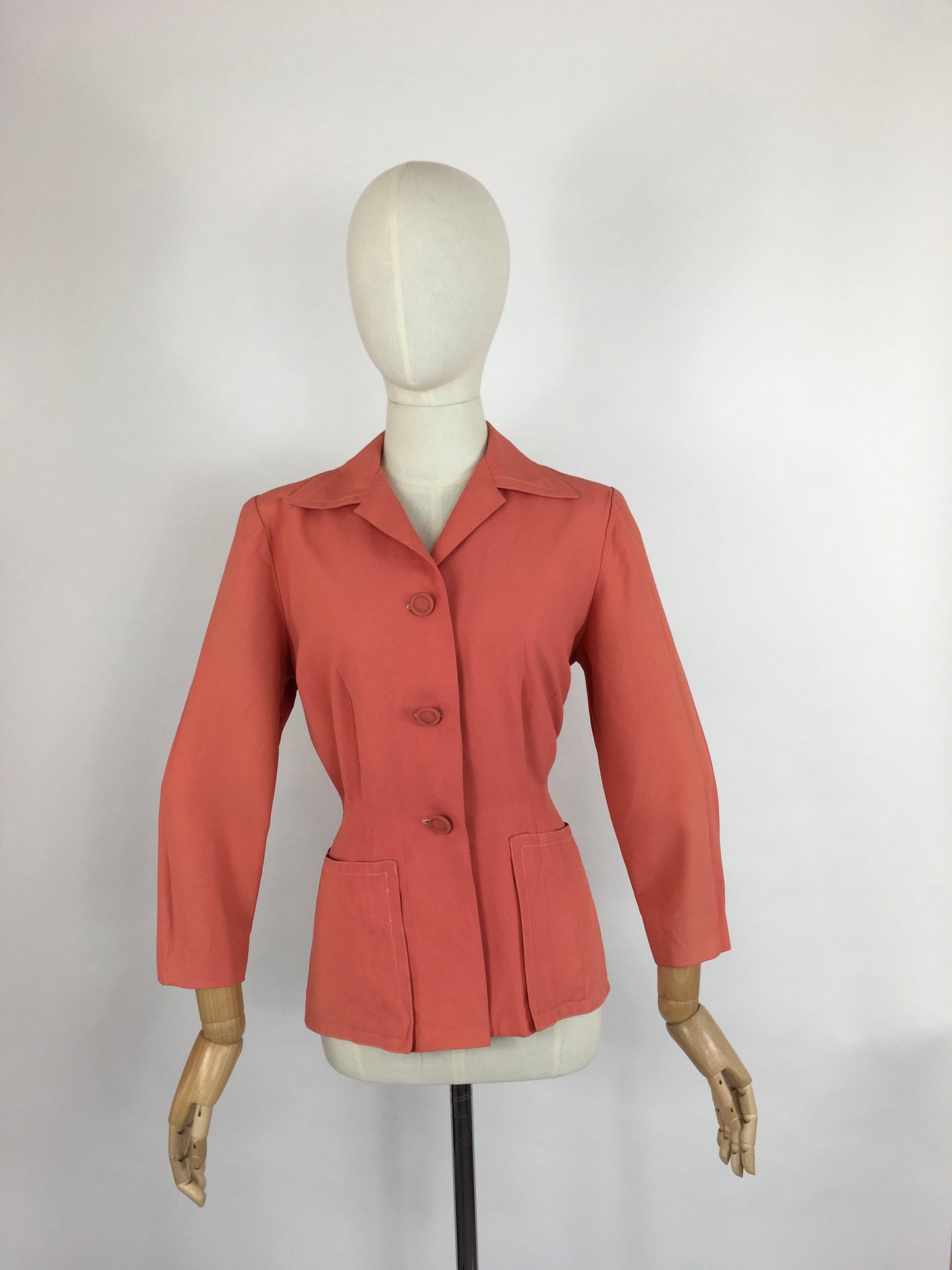 Original 1940s  Summer Jacket With Back Belt Detailing  - In A Fabulous Coral Colour ‘ A Bobby Ann Original’
