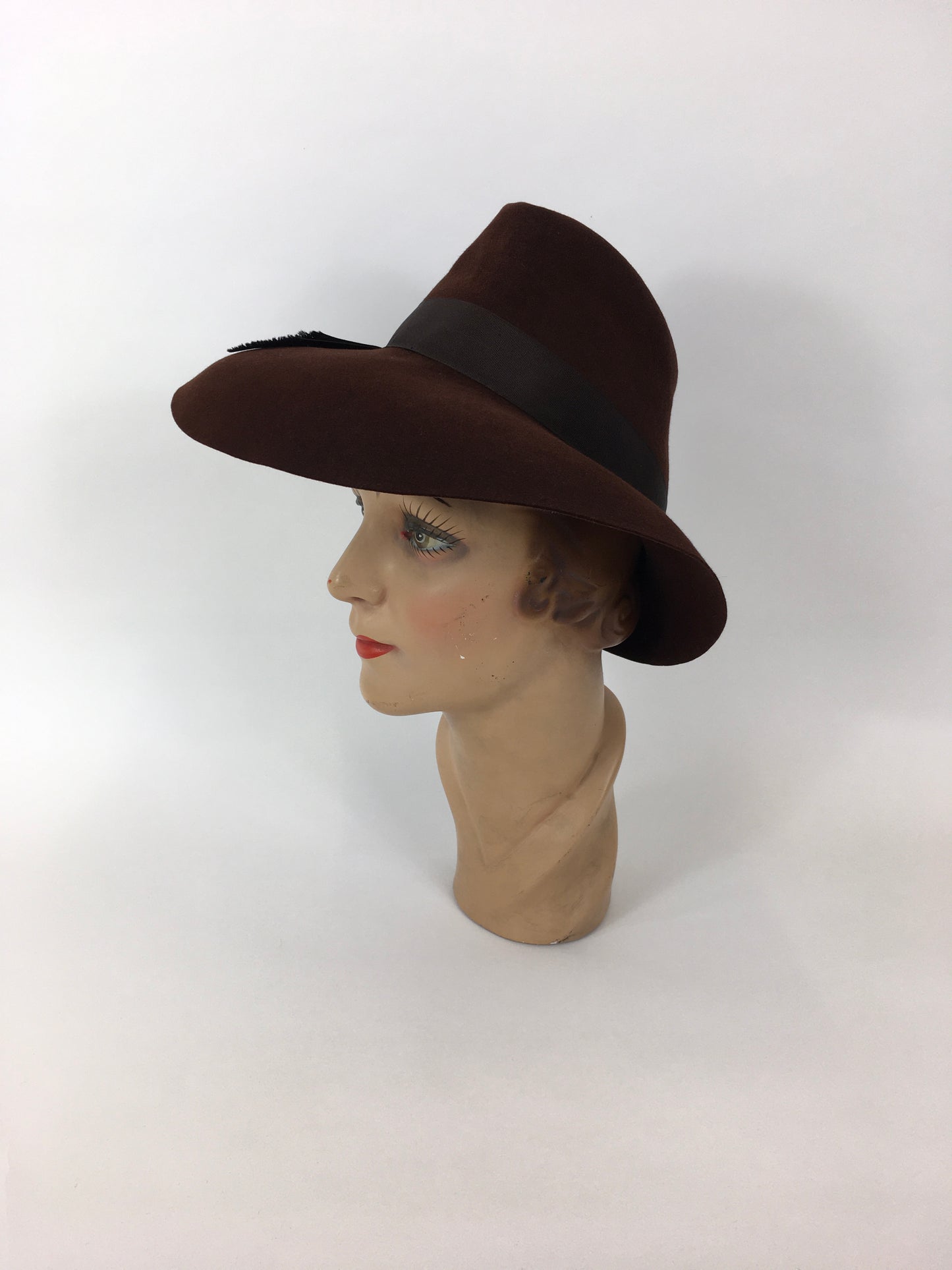 Original 1940’s STUNNING Brown Fedora - Made by ‘ Flechet’