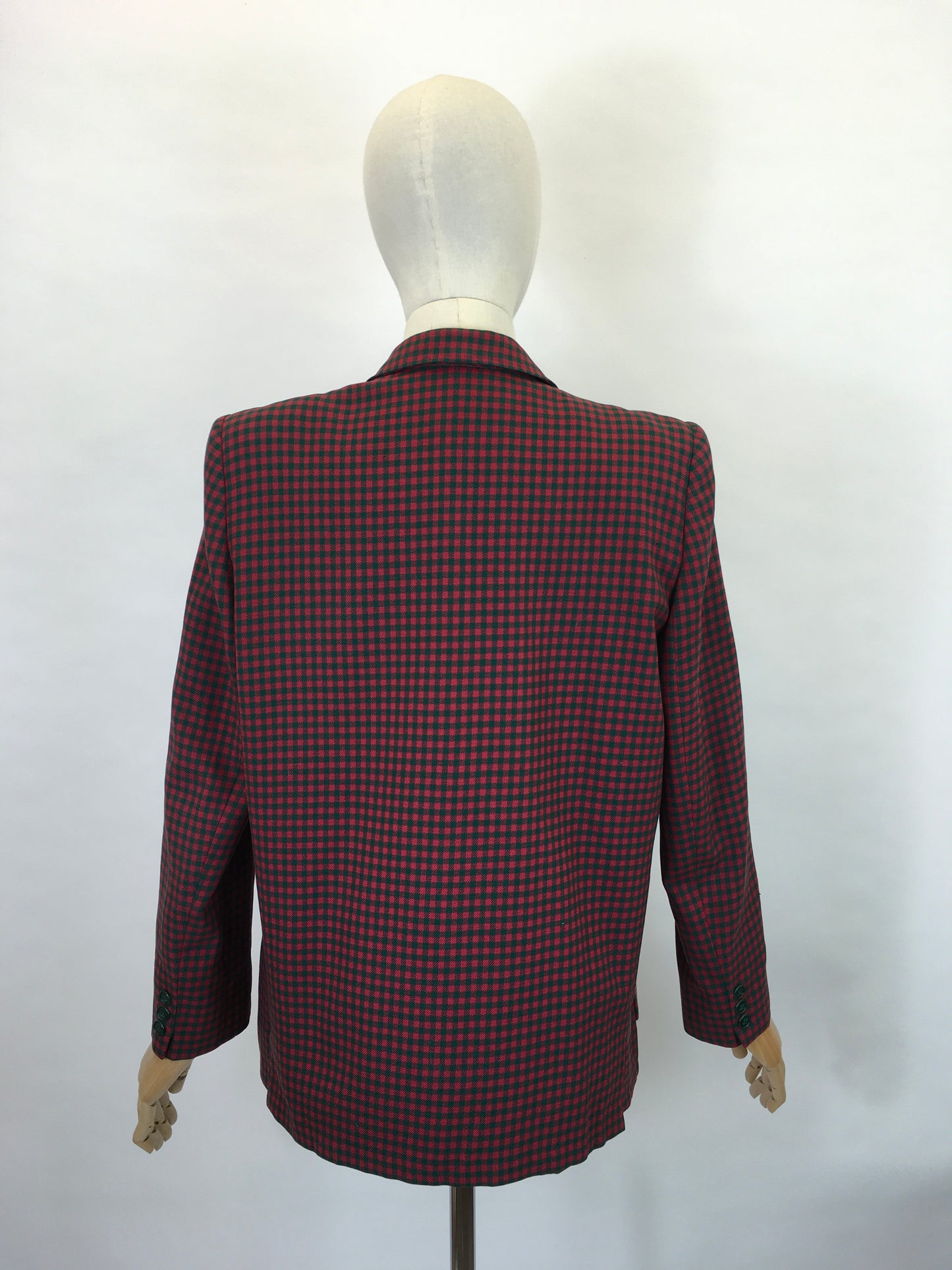 Original 1940’s American Double Breasted Jacket - In A Lovely Red & Green Check Suiting Cloth