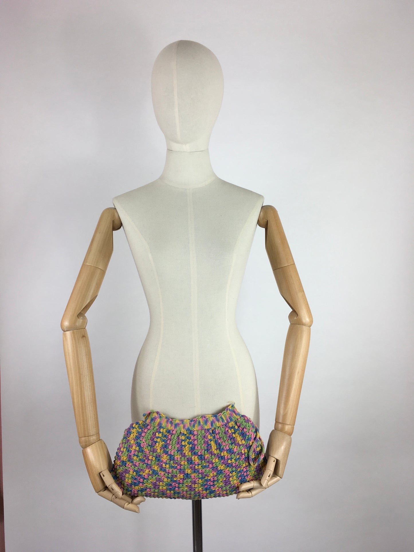 Original 1940’s Crochet Clutch Bag - In a Fabulous Rainbow Colour Pallet