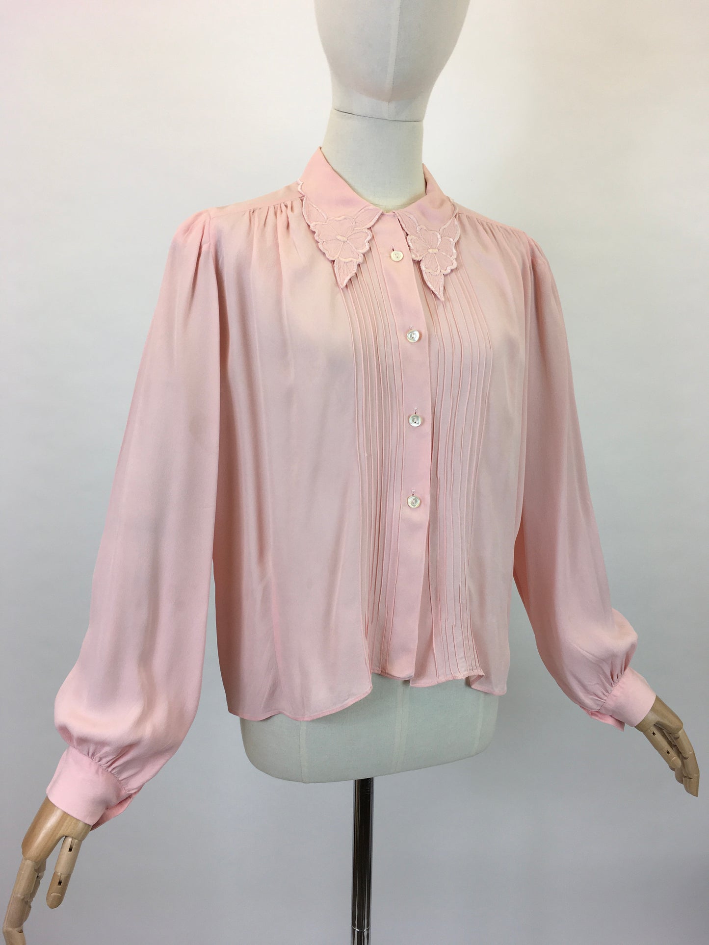 Original 1940’s Utility CC41 Crepe Blouse - In A Beautiful Soft Powder Pink