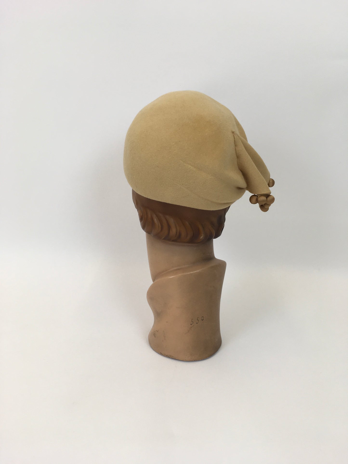 Original Late 1940’s Early 1950’s Felt Headpiece - In Light Mustard