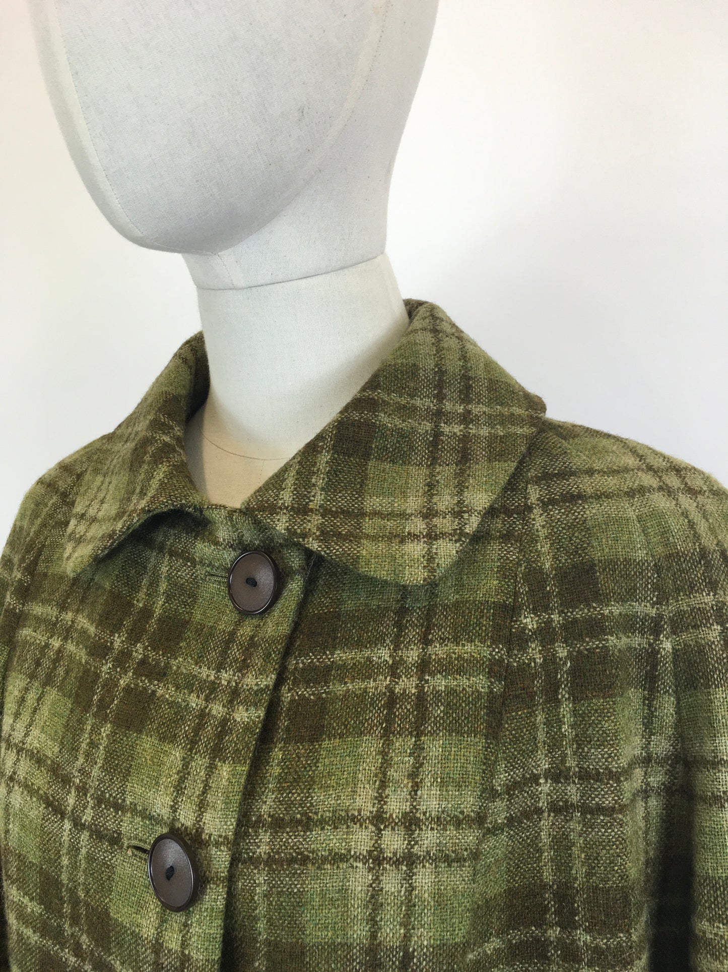 Original 1950’s FABULOUS Green Check Jacket/ Coat - Classic 50’s Styling & Great Pockets