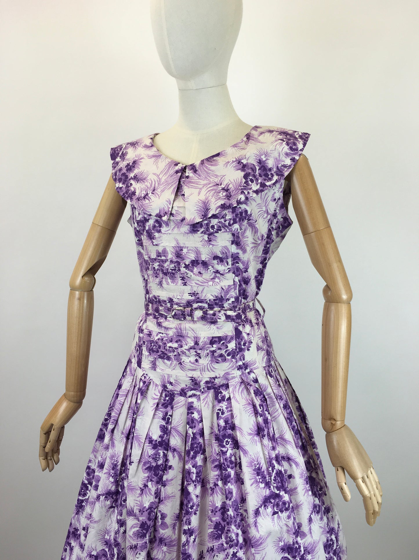Original 1950’s Cotton Day Dress - In A Darling Rich Purple and Soft Lilac Floral