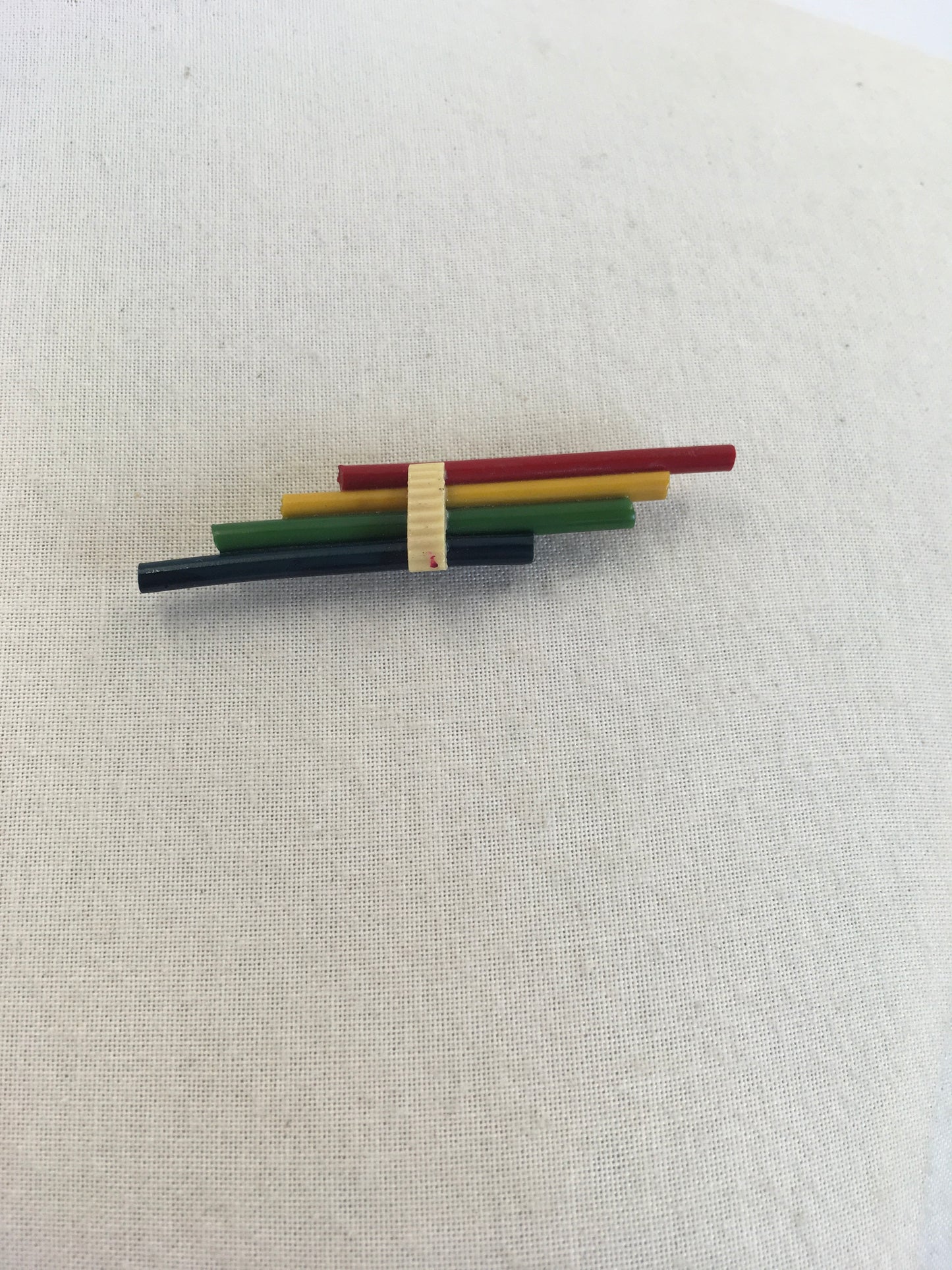 Original Stunning 1930's Celluloid Bar Brooch - In Striking Red, Yellow, Green & Blue