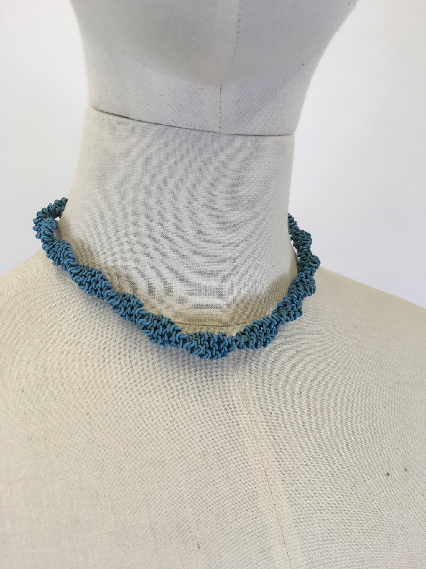 Original Late 1940’s Early 1950’s ‘ Scoobie Necklace - In a Soft Teal Telephone Wire