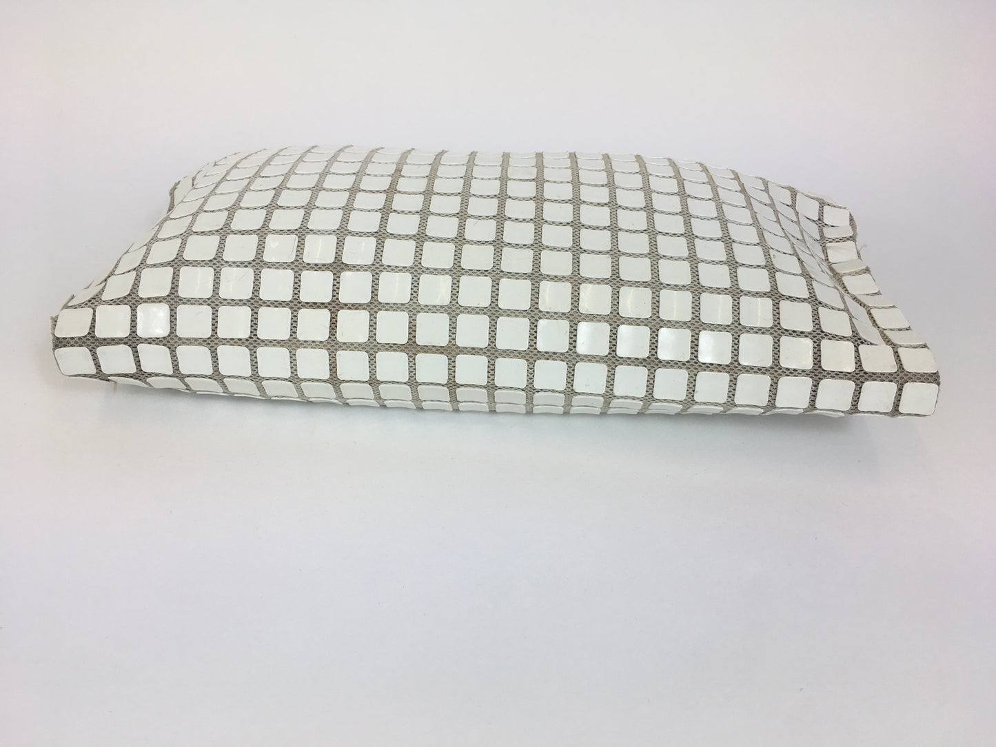 Original Late 1940’s Early 1950’s White Tiled Clutch Handbag - With Magnetic Strip Closure