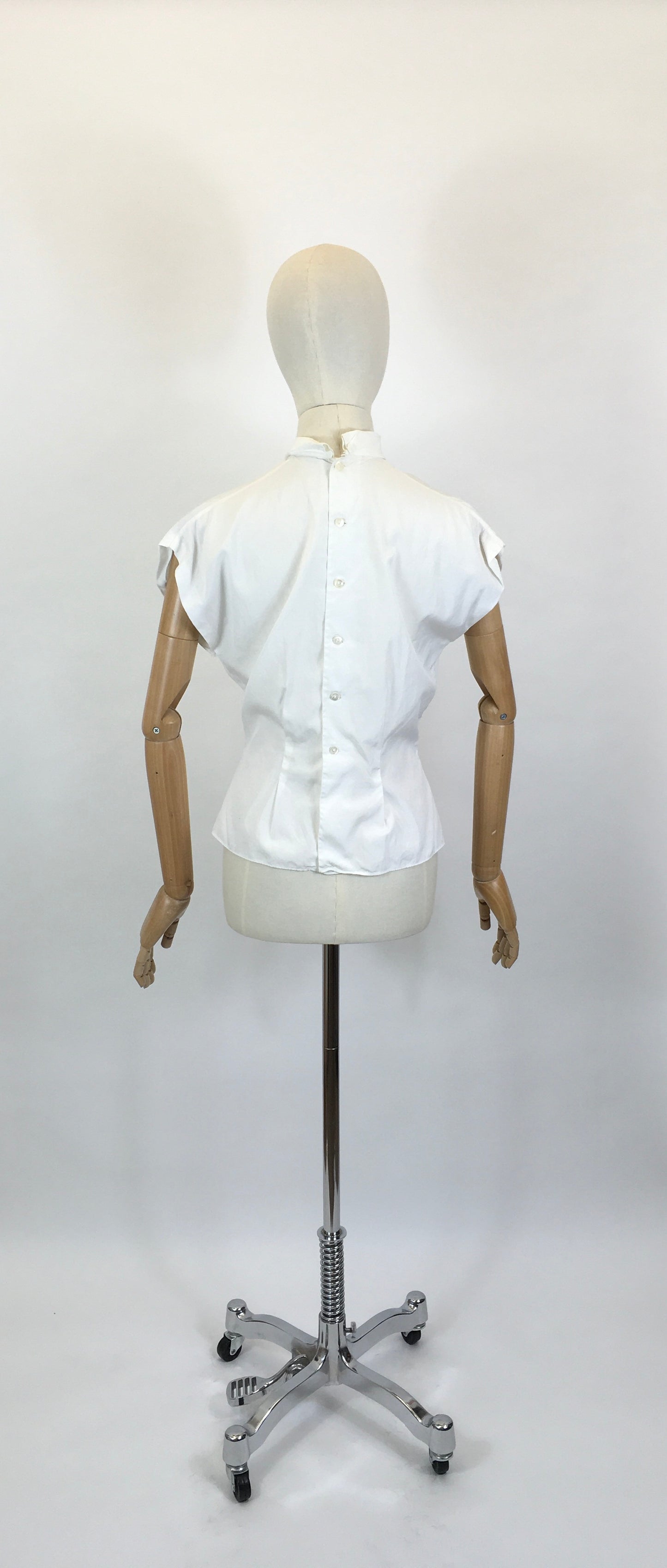 Original 1950’s High Neck Blouse - Made From A Crisp White Cotton
