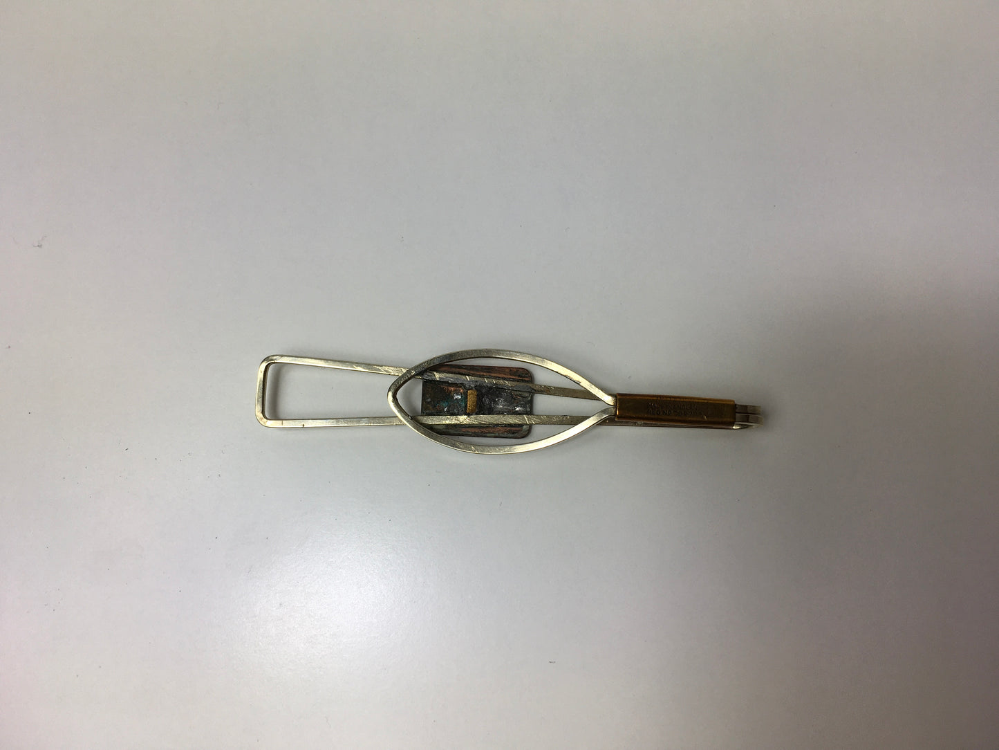 Original Gents Tie Pin - Lovely Shape and Has A contrast Geometric Blue to the Front