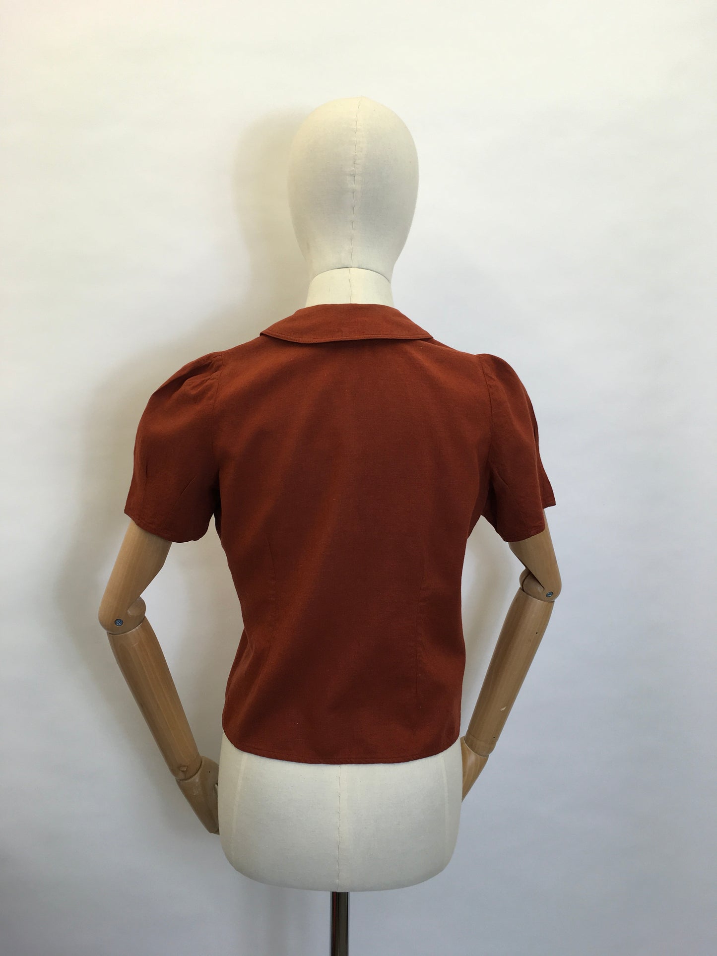 Original 1940’s Rust Blouse - Featuring Amazing Pocket Detailing & Collar