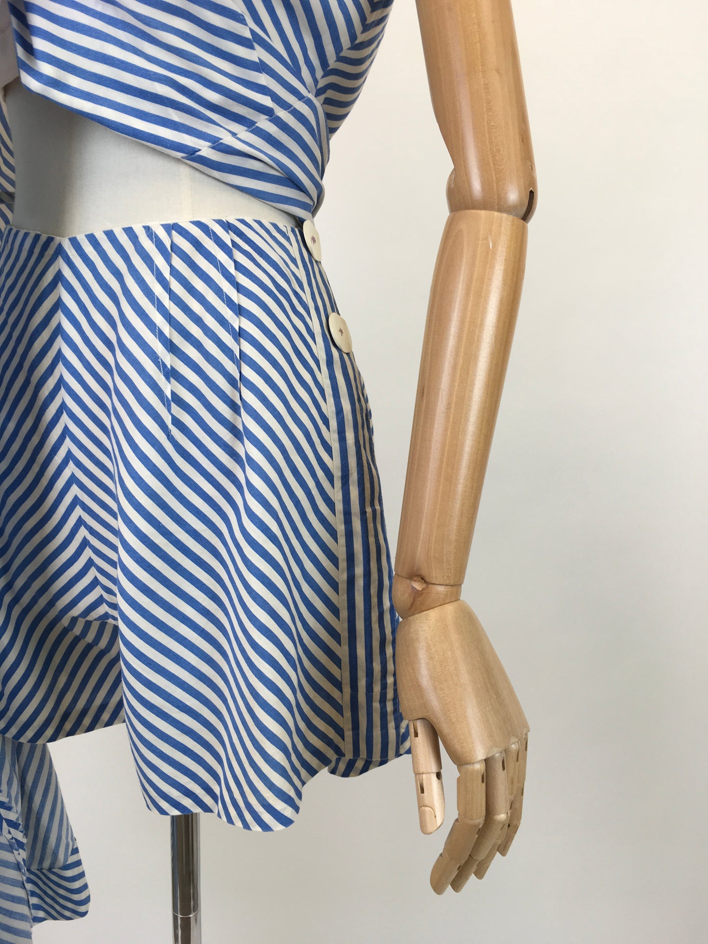 Original 1930's Sensational Dress & Shorts Set - In A Classic Blue & White Stripe