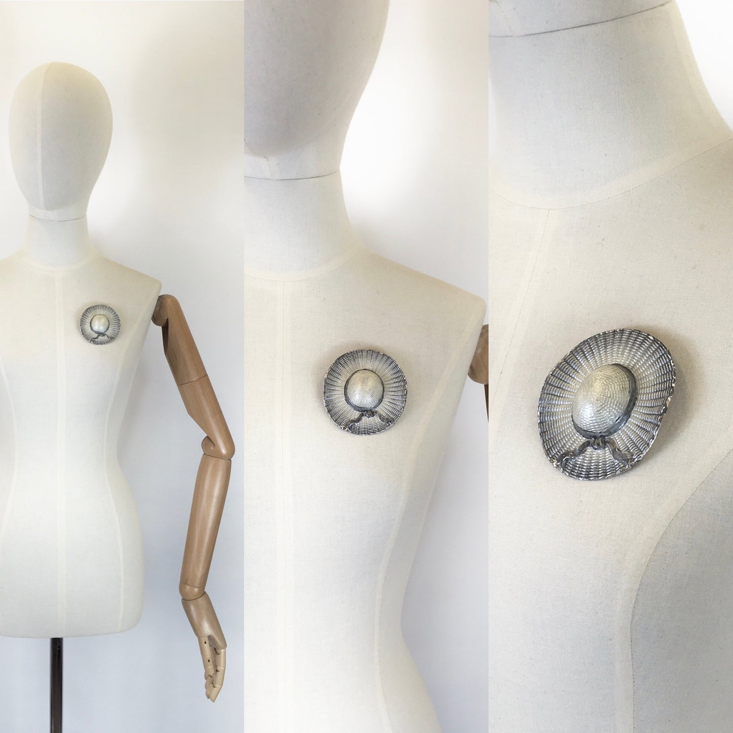 Original 1940’s Large Grey Hat Brooch - With Beautiful Detailing