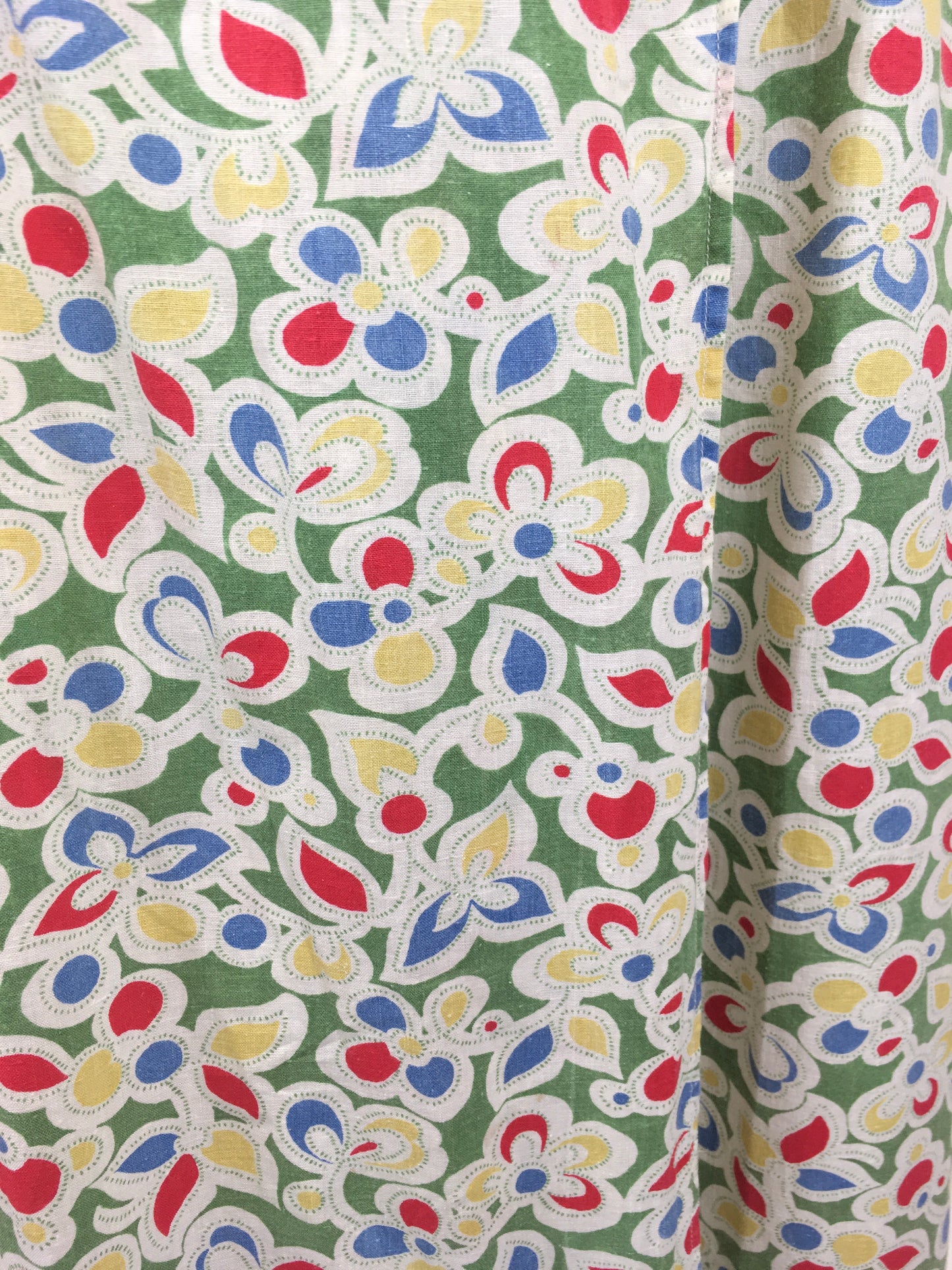 Original Late 1930s Early 1940’s Wrap Dress - In A Beautiful Colour Palette of Deco Green, Yellow, Red and Blue