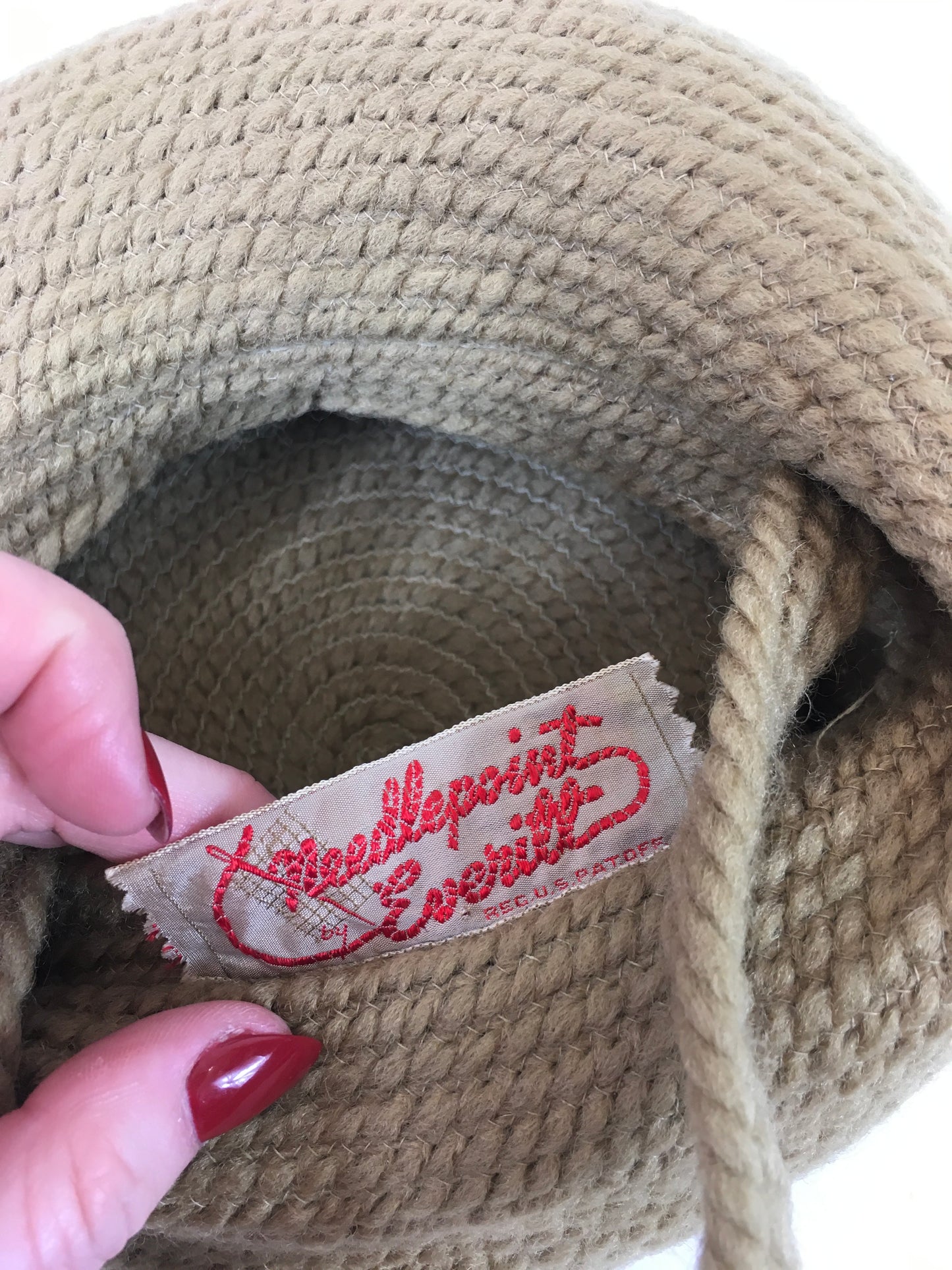 Original 1940's Fabulous Chartreuse and Brown Topper Tilt Hat - By ' Needlepoint Everitt'