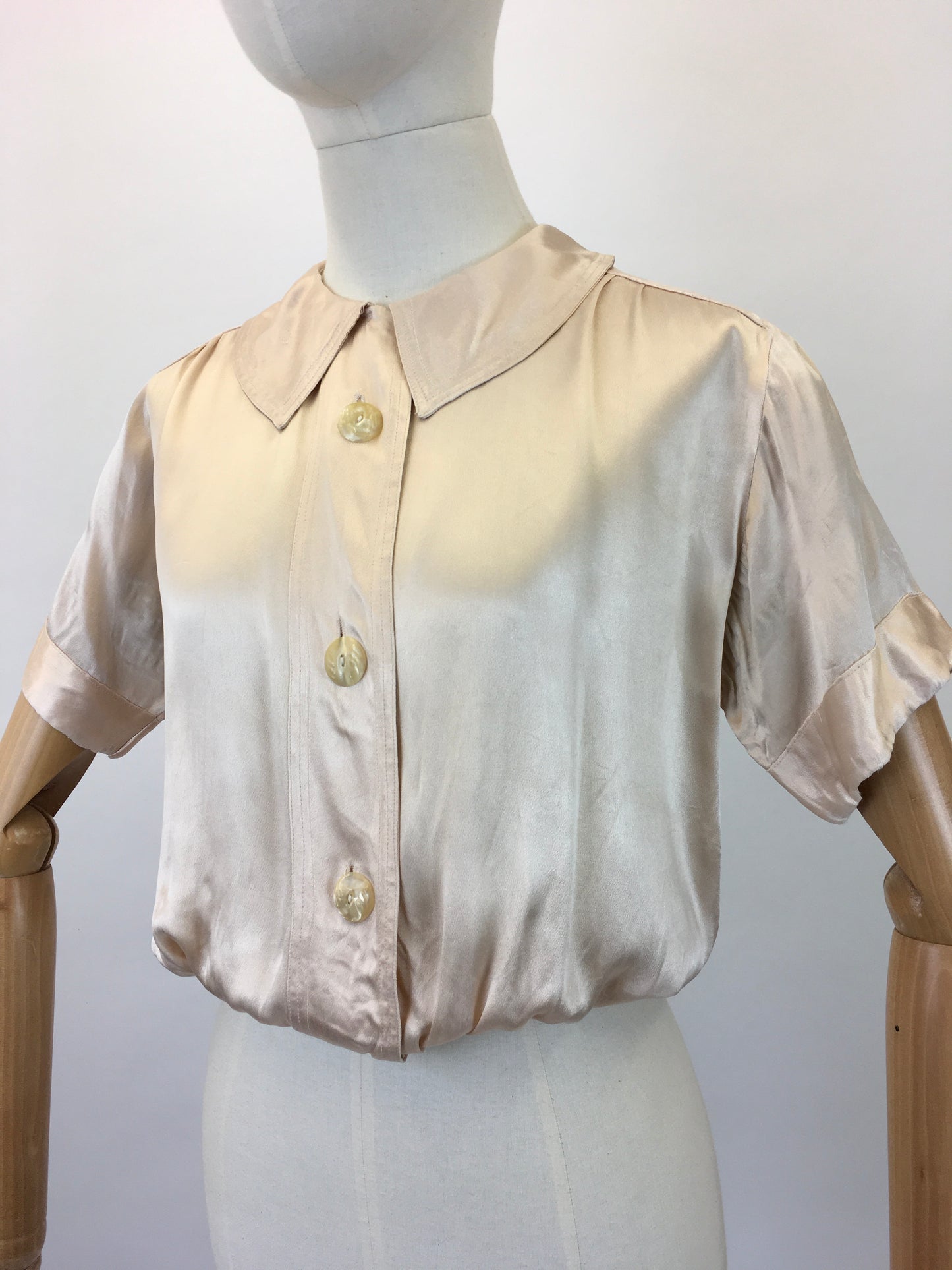 Original 1930's Darling Silk Rayon Blouse - In A Pale Pink