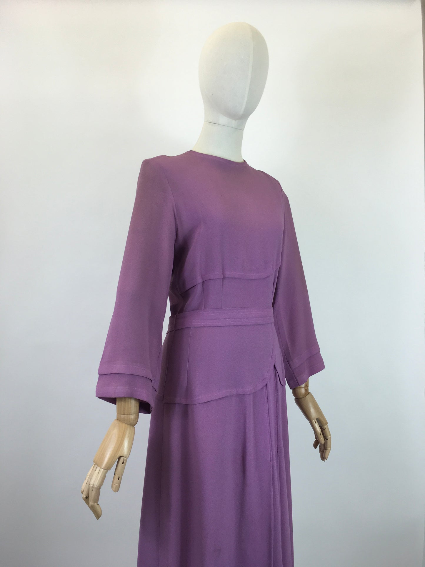 Original 1930’s Stunning Crepe Dress - In a Powdered Lilac