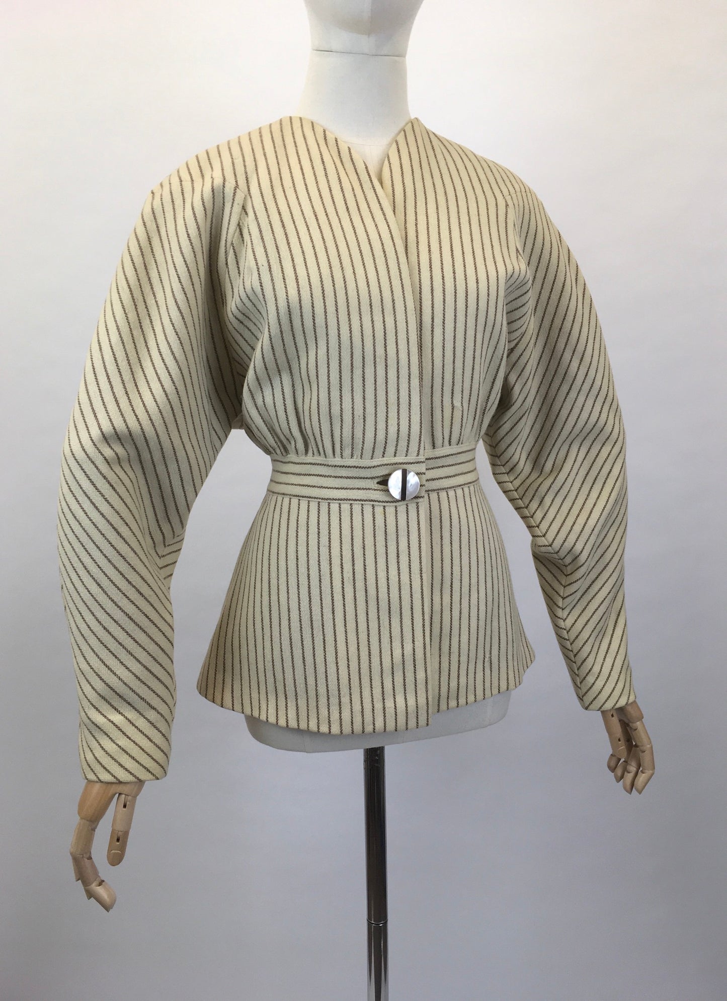 Original 1940’s Cream and Brown Striped Jacket - A ‘ Original Richi’s Hollywood ‘ Label