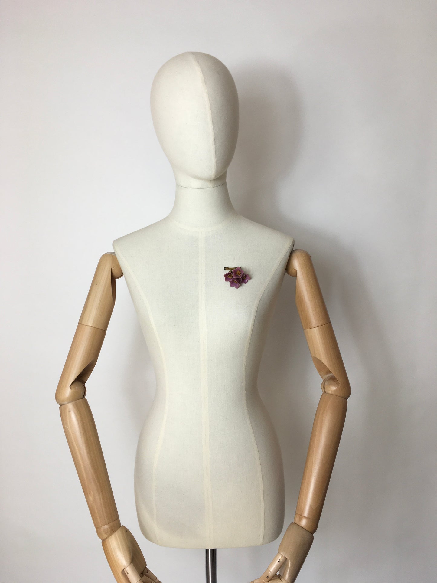 Original 1940’s Make Do and Mend Brooch - Celluloid Floral Bells in Lavender