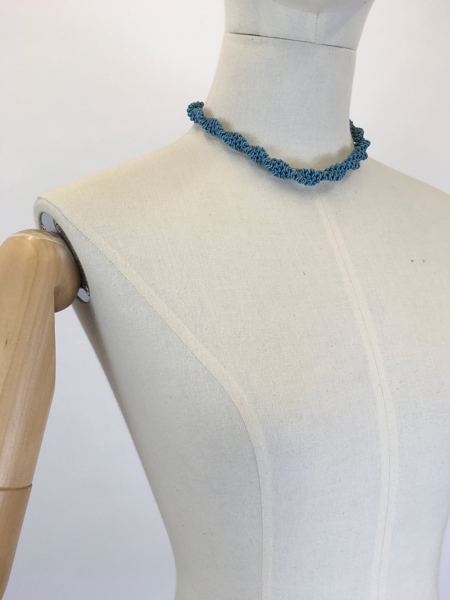Original Late 1940’s Early 1950’s ‘ Scoobie Necklace - In a Soft Teal Telephone Wire